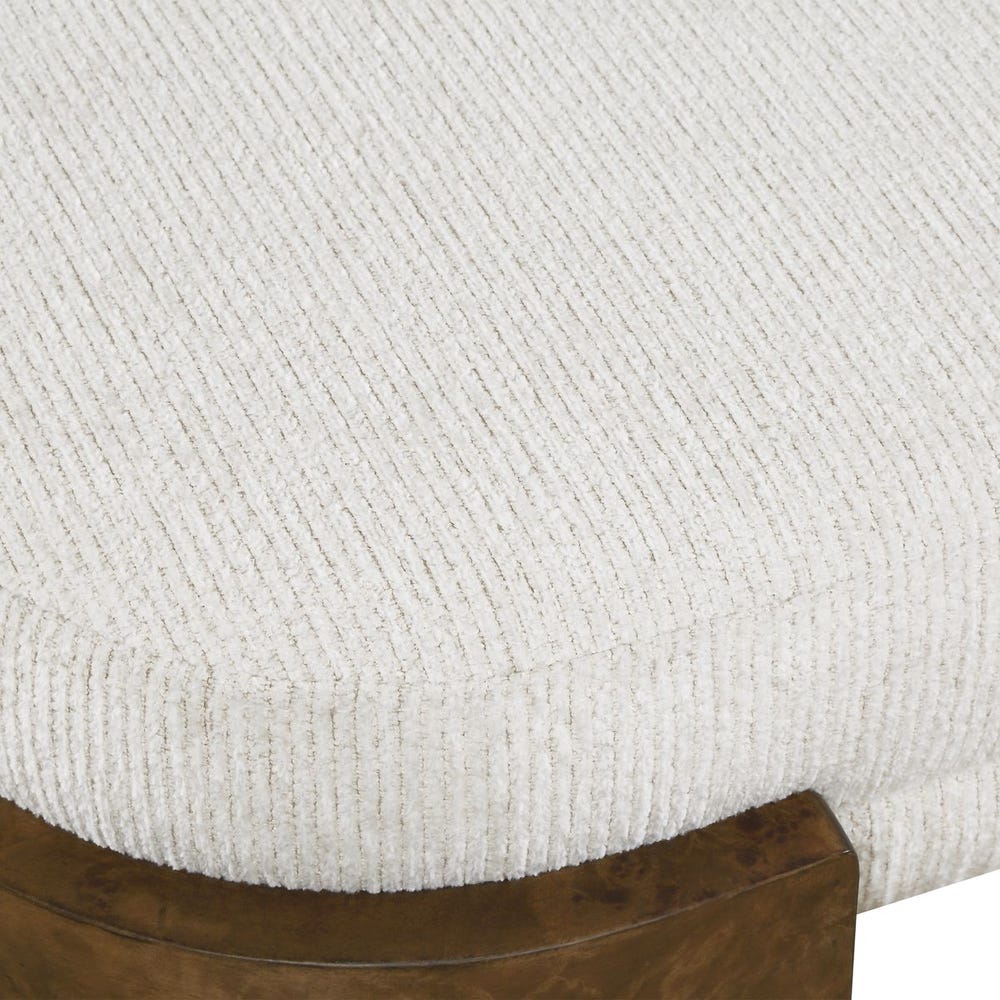Alderidge Burl Wood Upholstered Bench