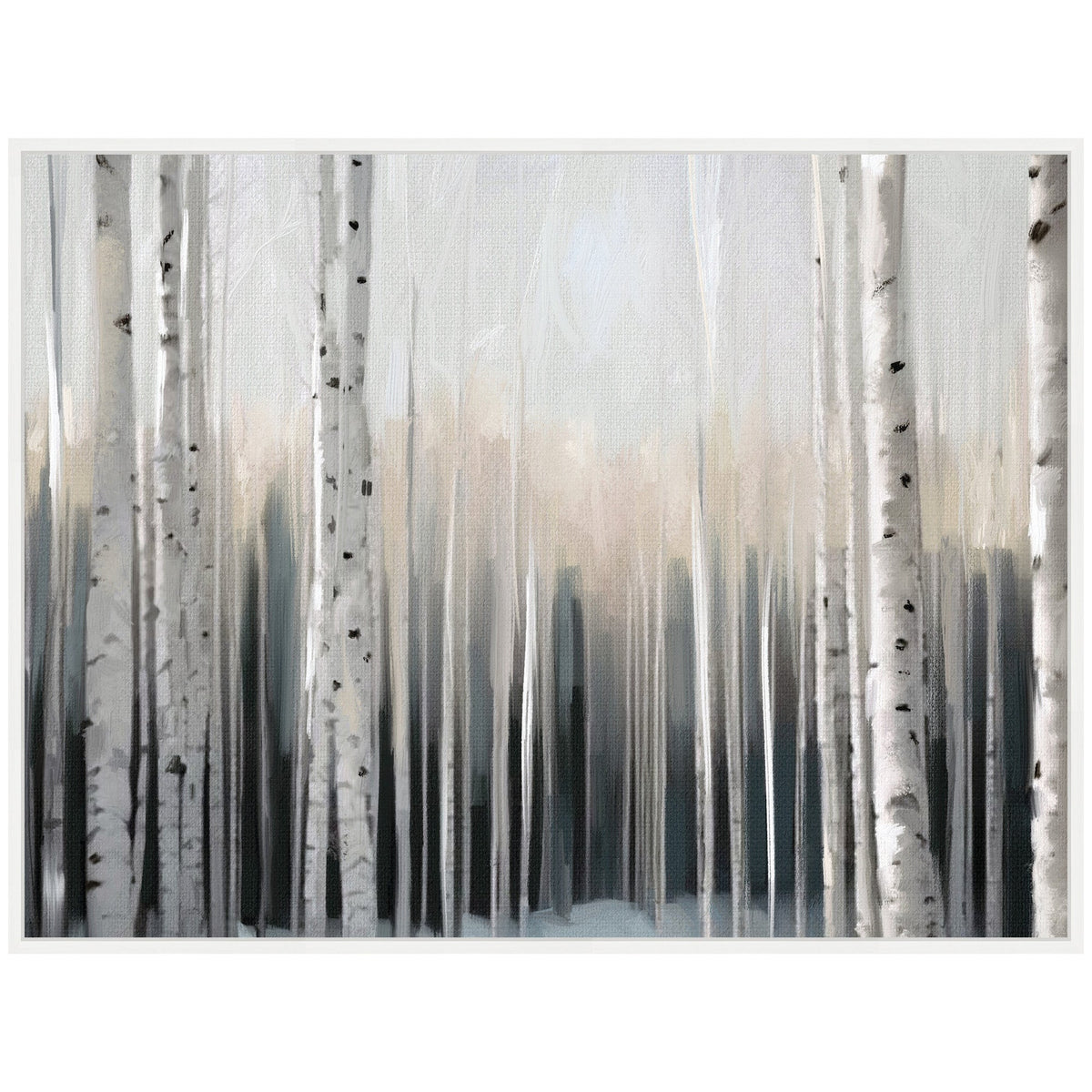 Sylvie Birch Tree Glow Framed Canvas by Mary Sparrow