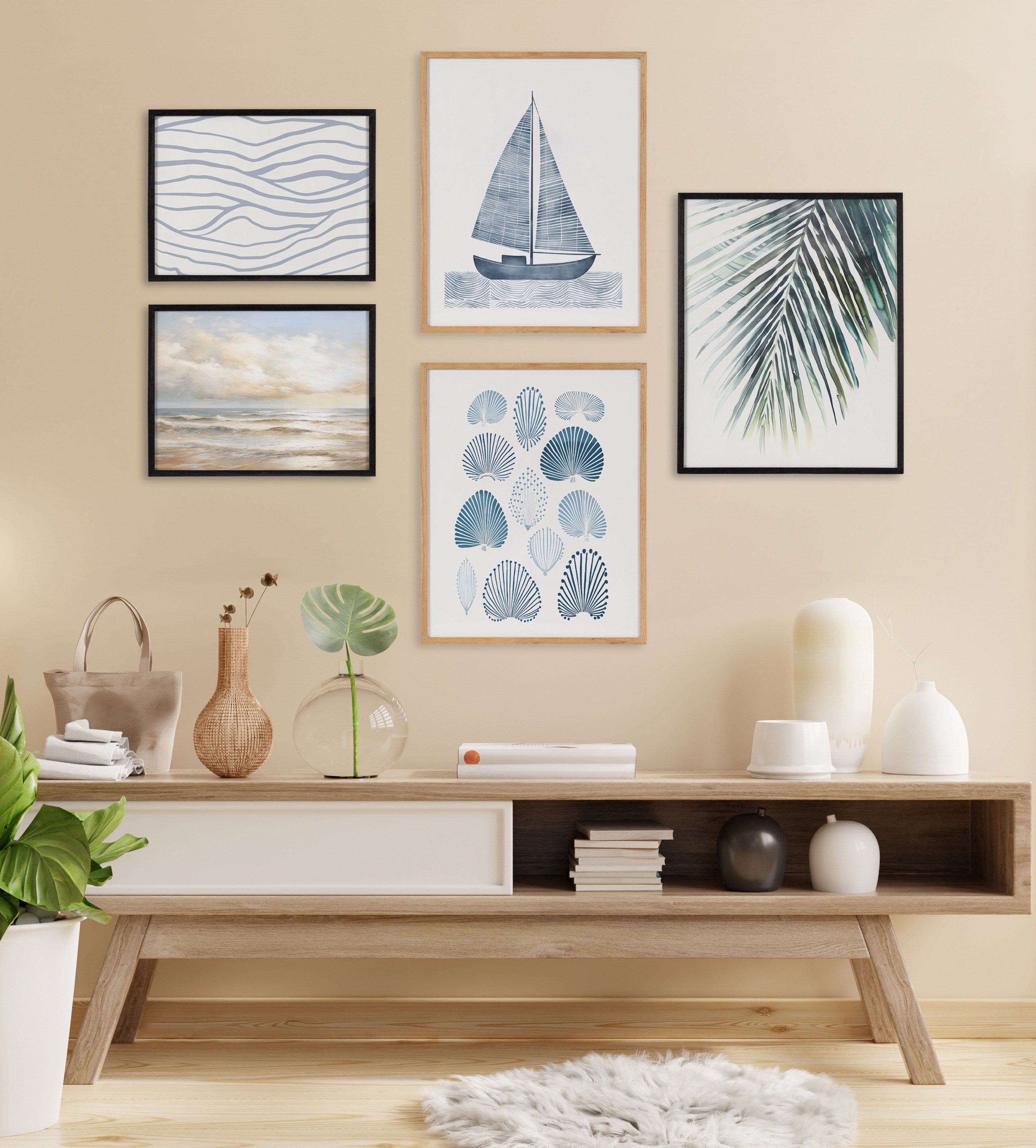 Gallery Beach Waves Sunset Cloud Landscape Print by The Creative Bunch Studio