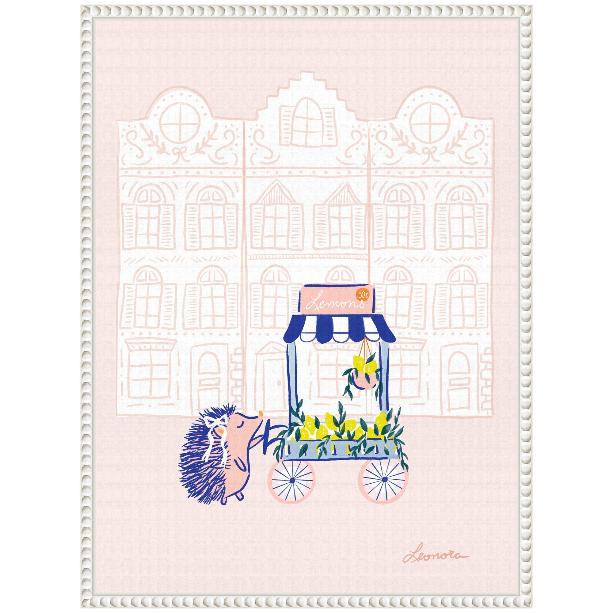Sylvie Beaded Lemon Stroll Framed Canvas by Yellow Heart Art