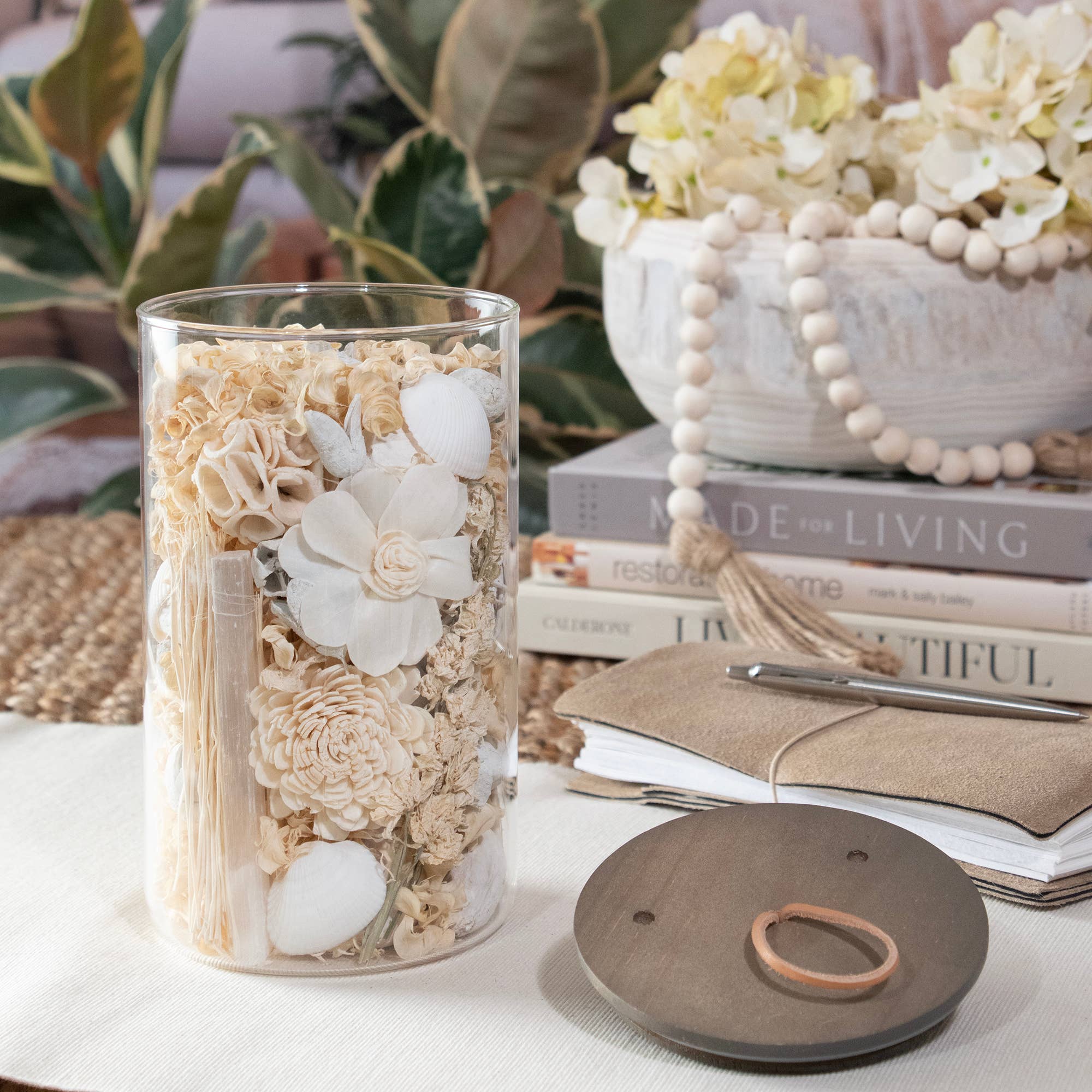 White Selenite & Sandalwood Potpourri Jar