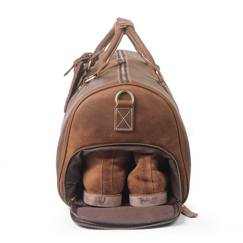 Large Leather Duffle Bag: Brown