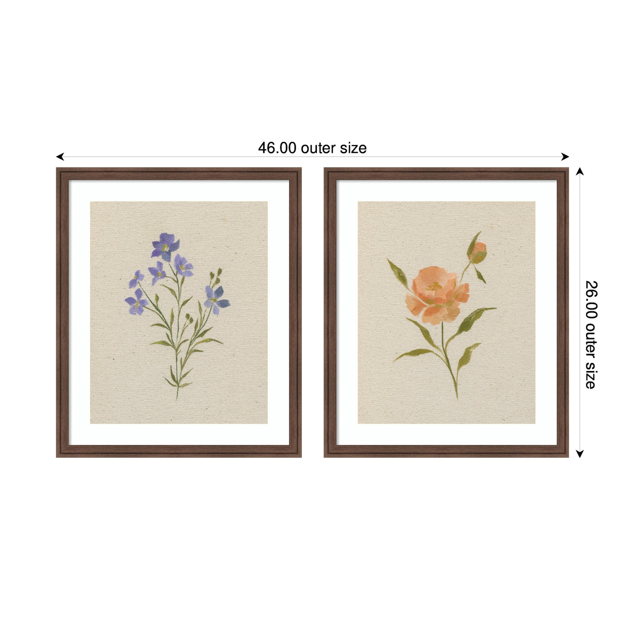AQ Simple Blooms 2 Piece Framed Wall Art Print Set by Annie Quigley
