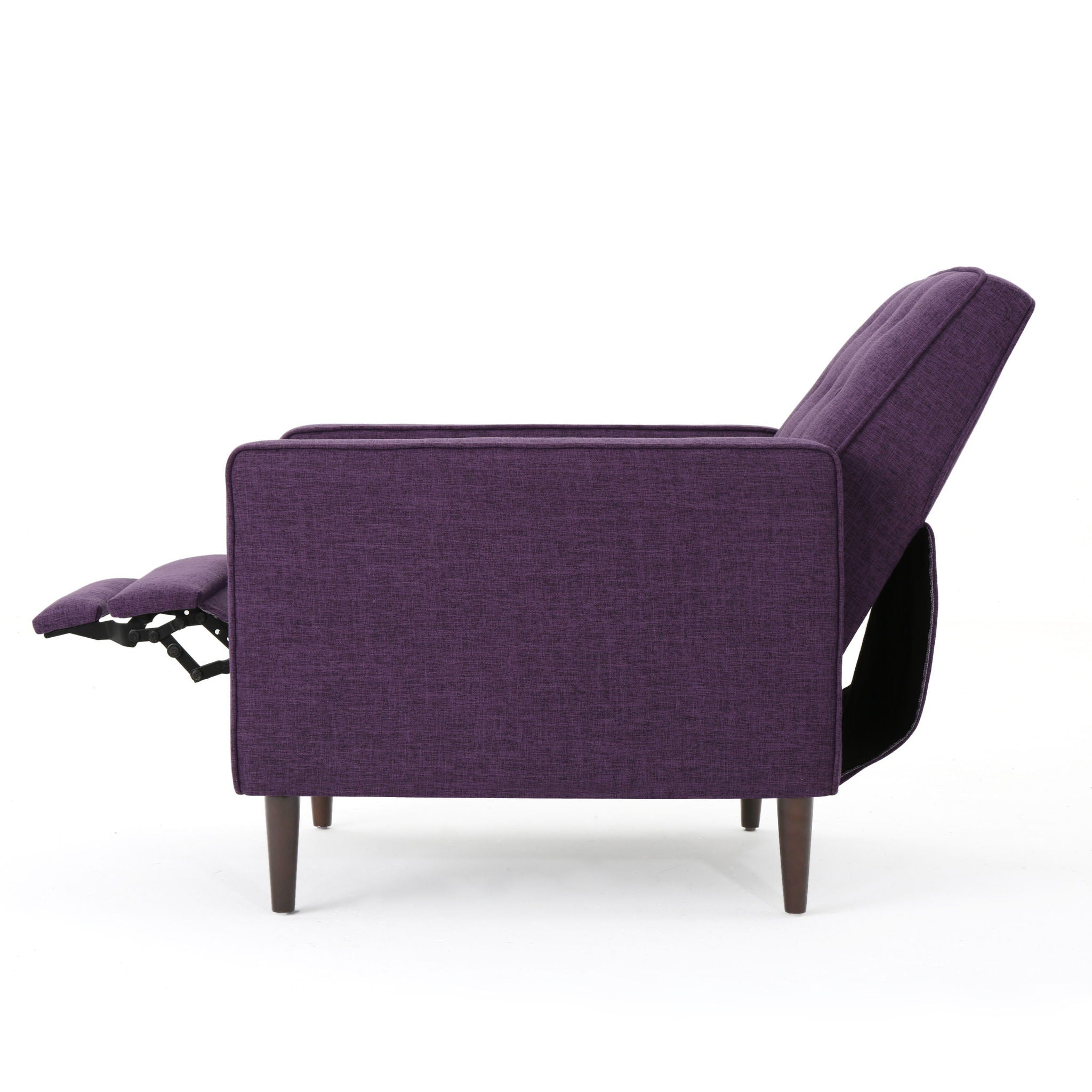 Mid-Century Modern Recliner With Button Tufted Waffle Stitch