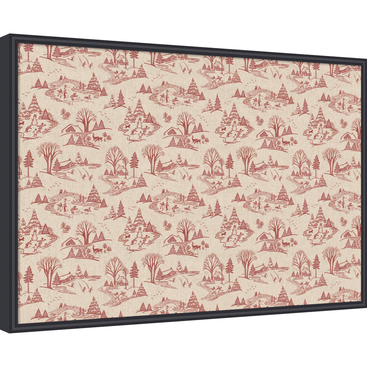 Framed Fabric Magnetic Board Wonderland Red Toile Wall Organization