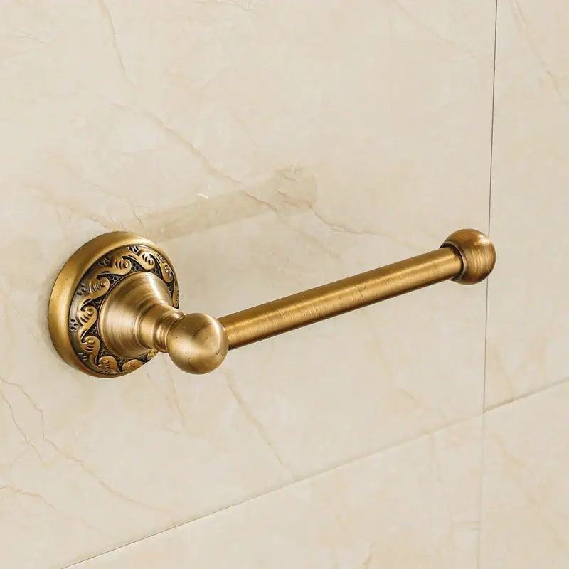 Vintage antique brass toilet paper holder bathroom scrollwork design
