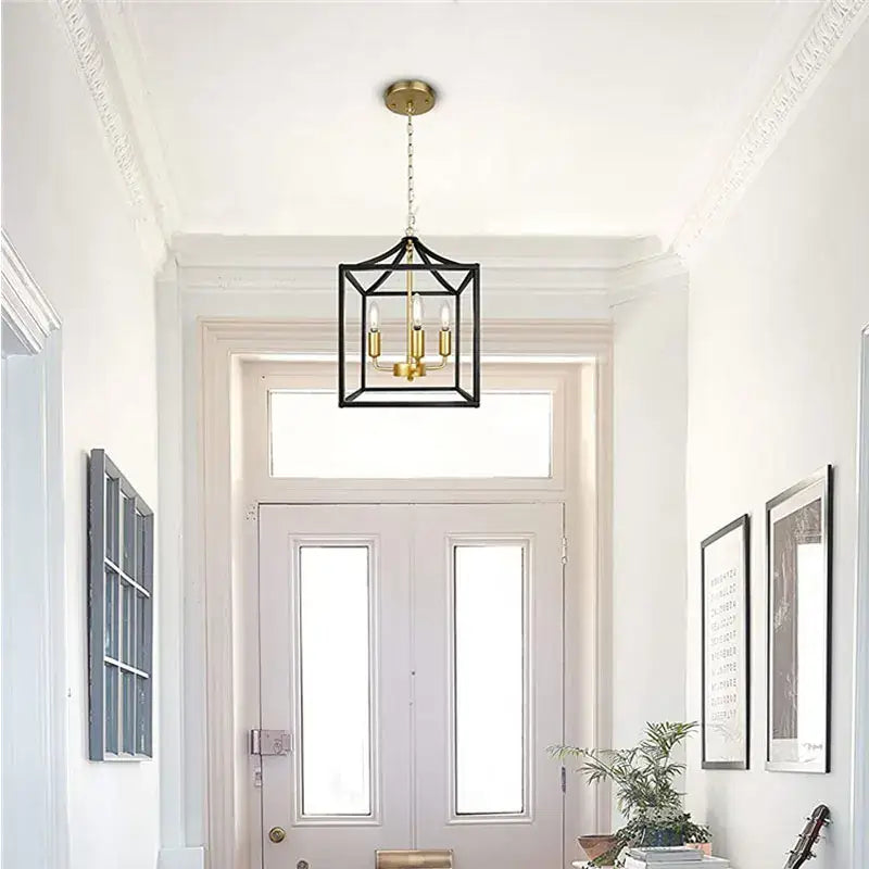 Decorbites black farmhouse chandelier lantern dining room pendant light