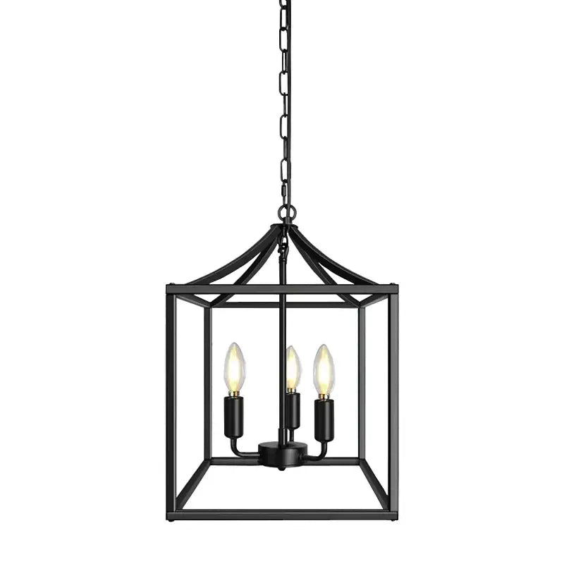 Decorbites black farmhouse chandelier lantern dining room pendant light