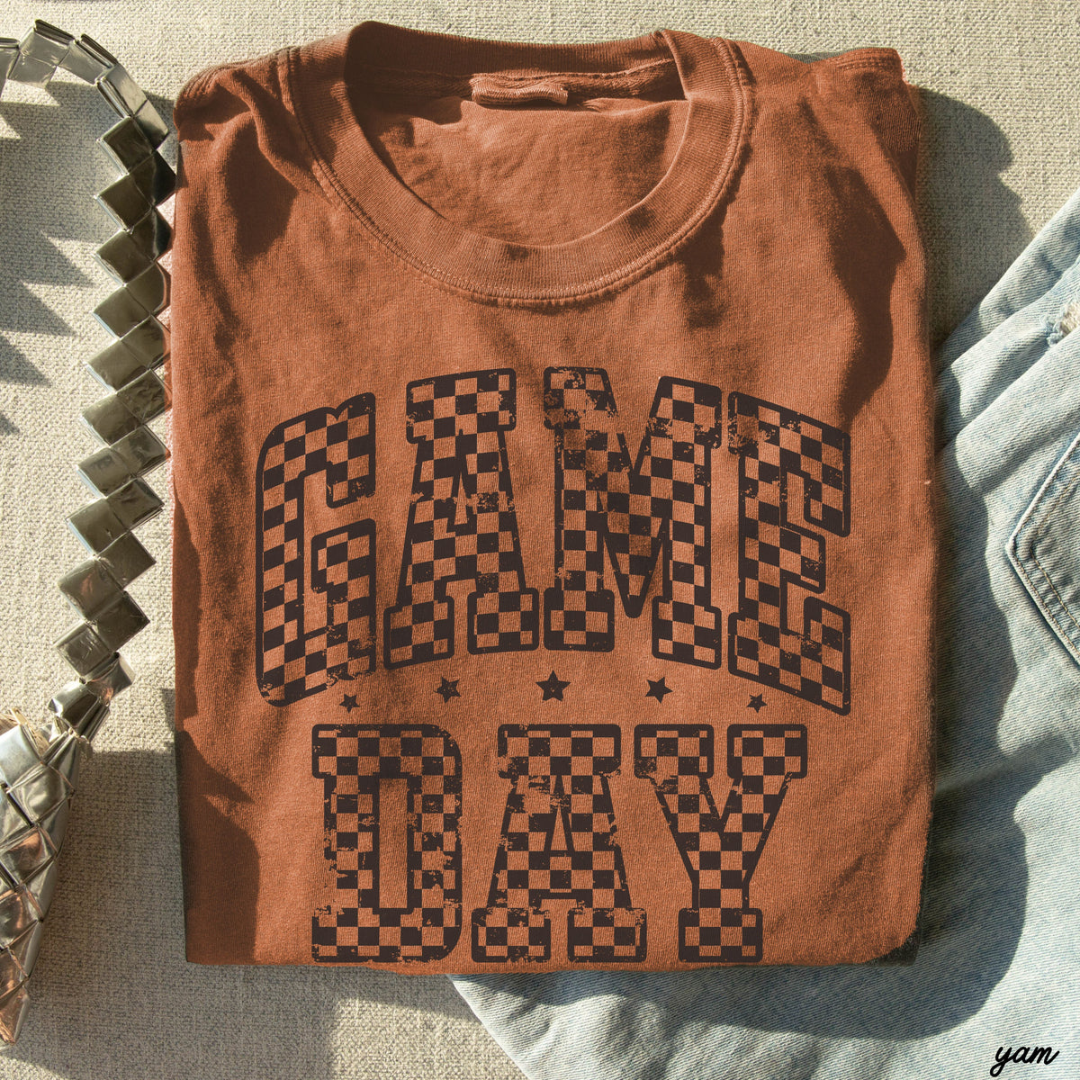 Game Day Checkered Tee *12 Colors (S-3X)