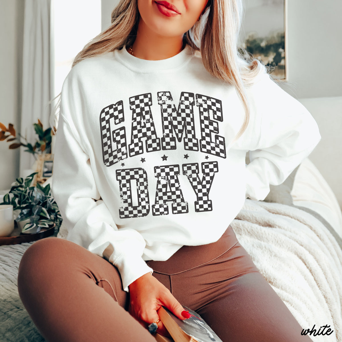 Game Day Checkered Sweatshirt *6 Colors (S-3X)