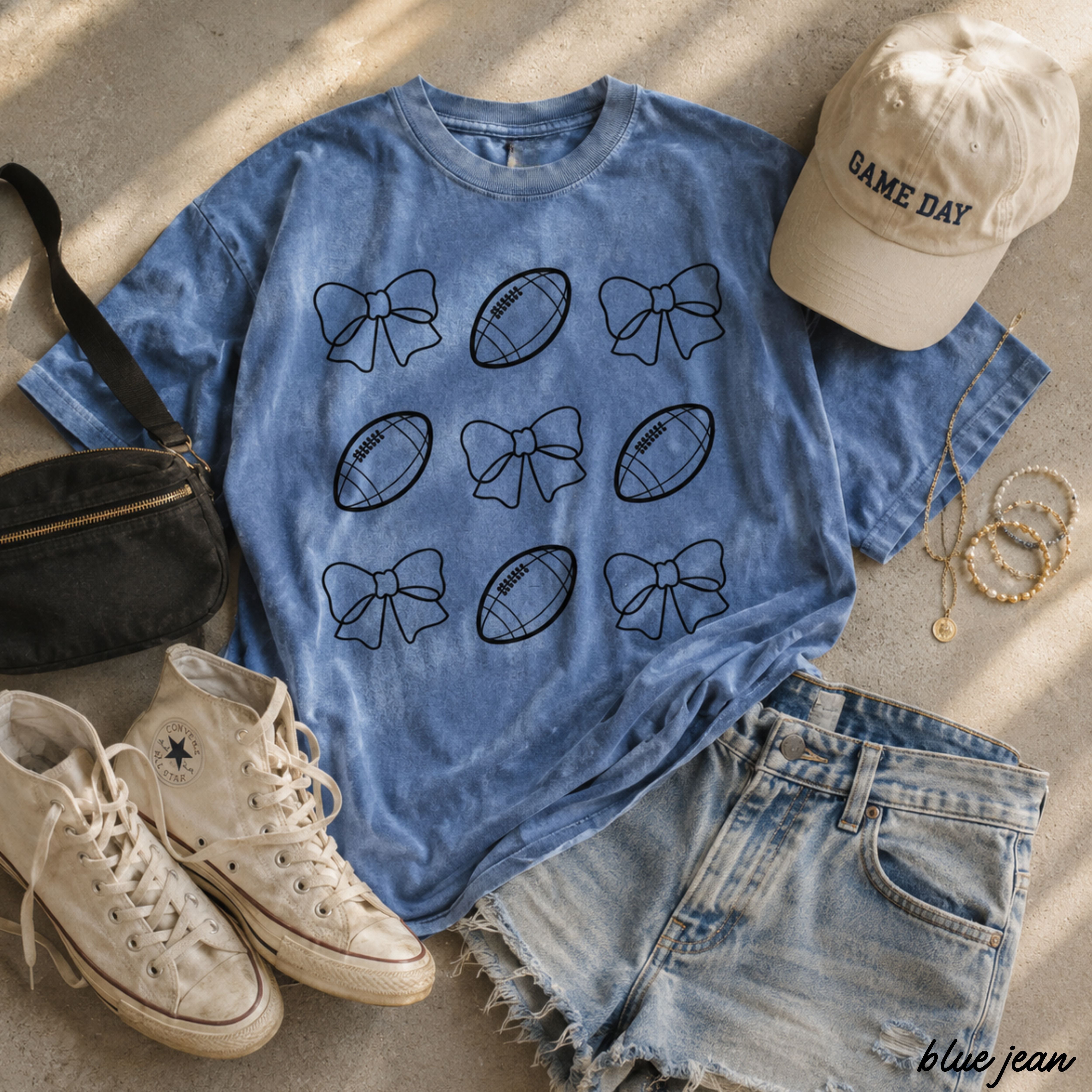 Football Bow Coquette Rows Tee *12 Colors (S-3X)