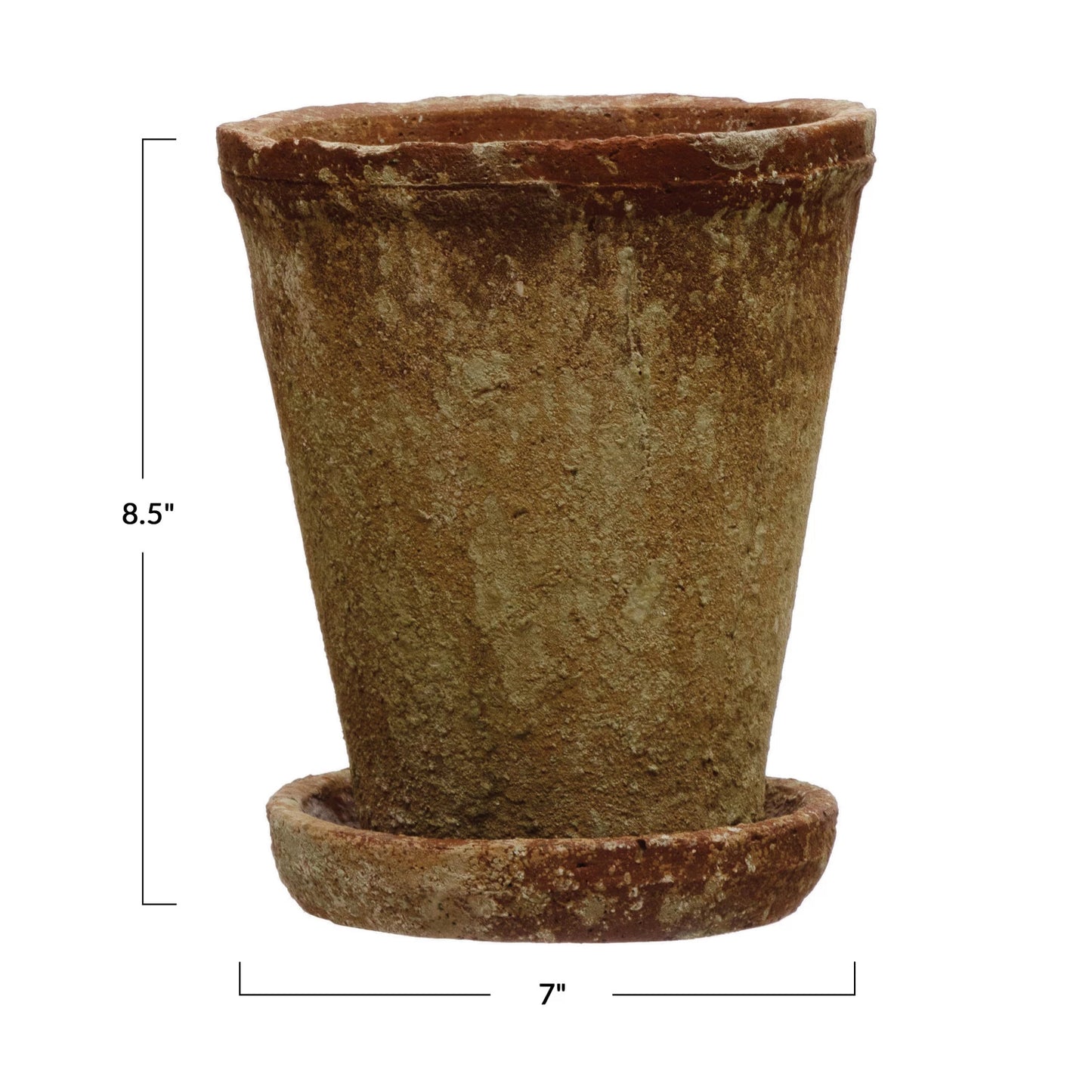Cement Planter with Saucer
