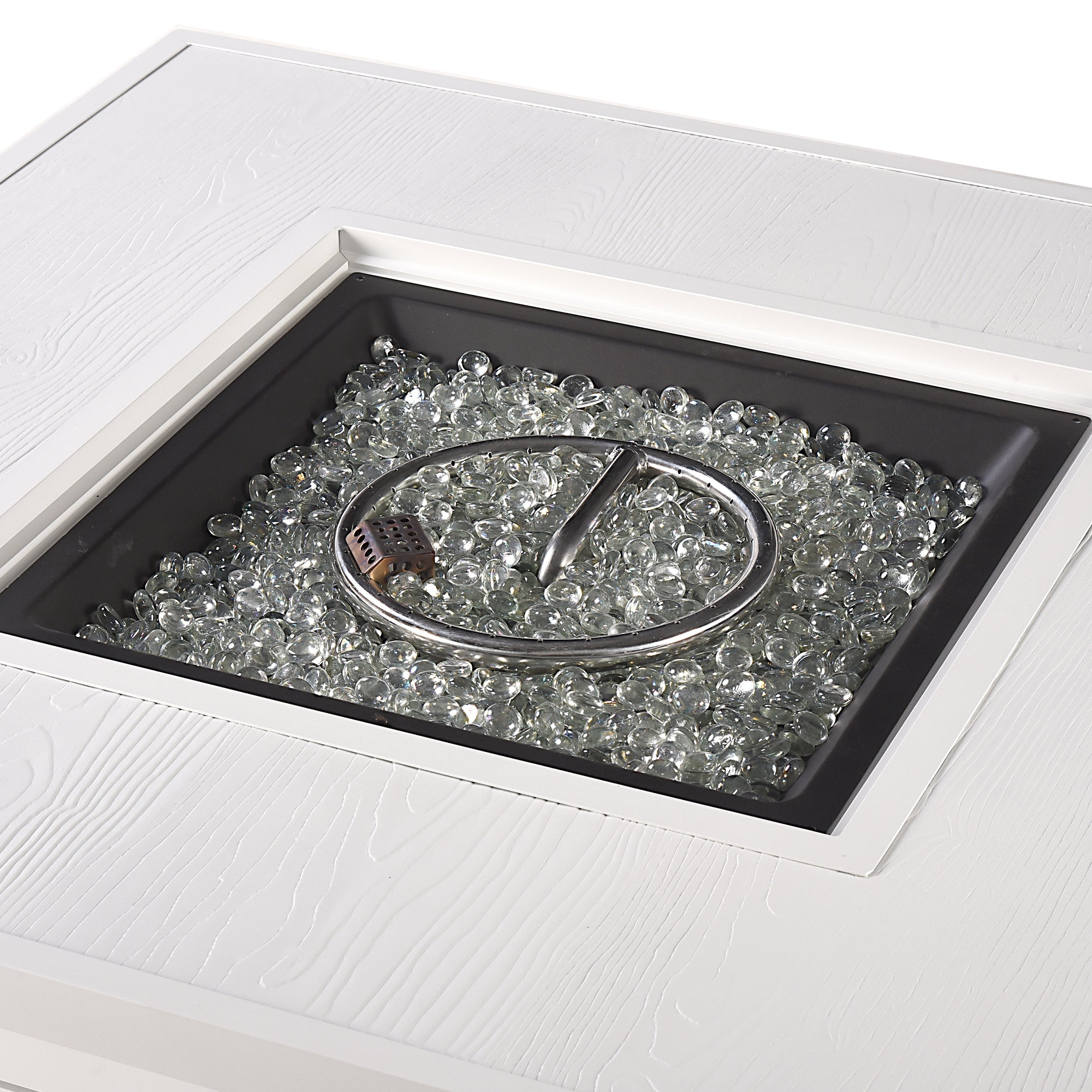 Aluminum 42-in Square Propane Fire Table with Beads, Covers and Lid