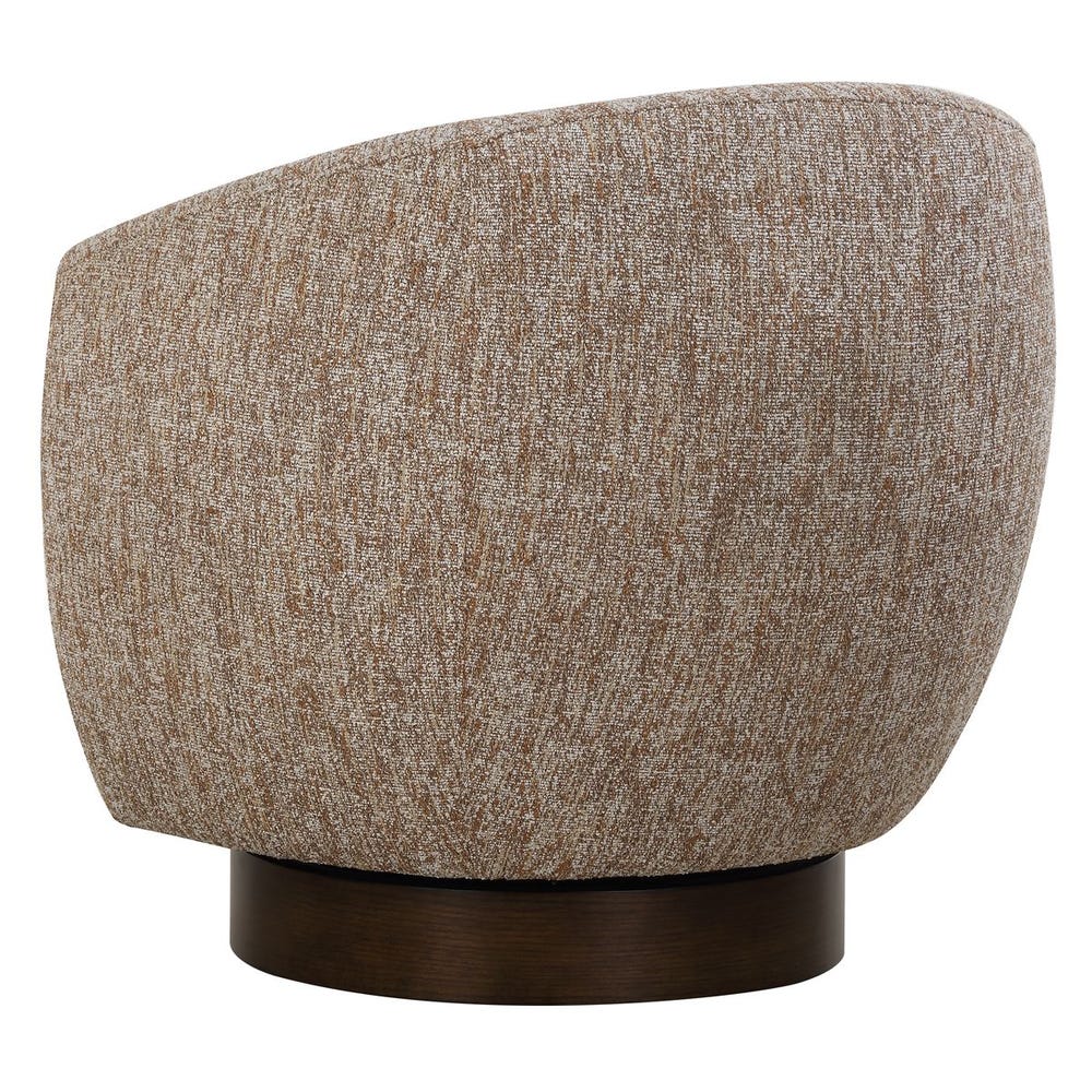 Earth-Toned Woven Barrel Swivel Chair