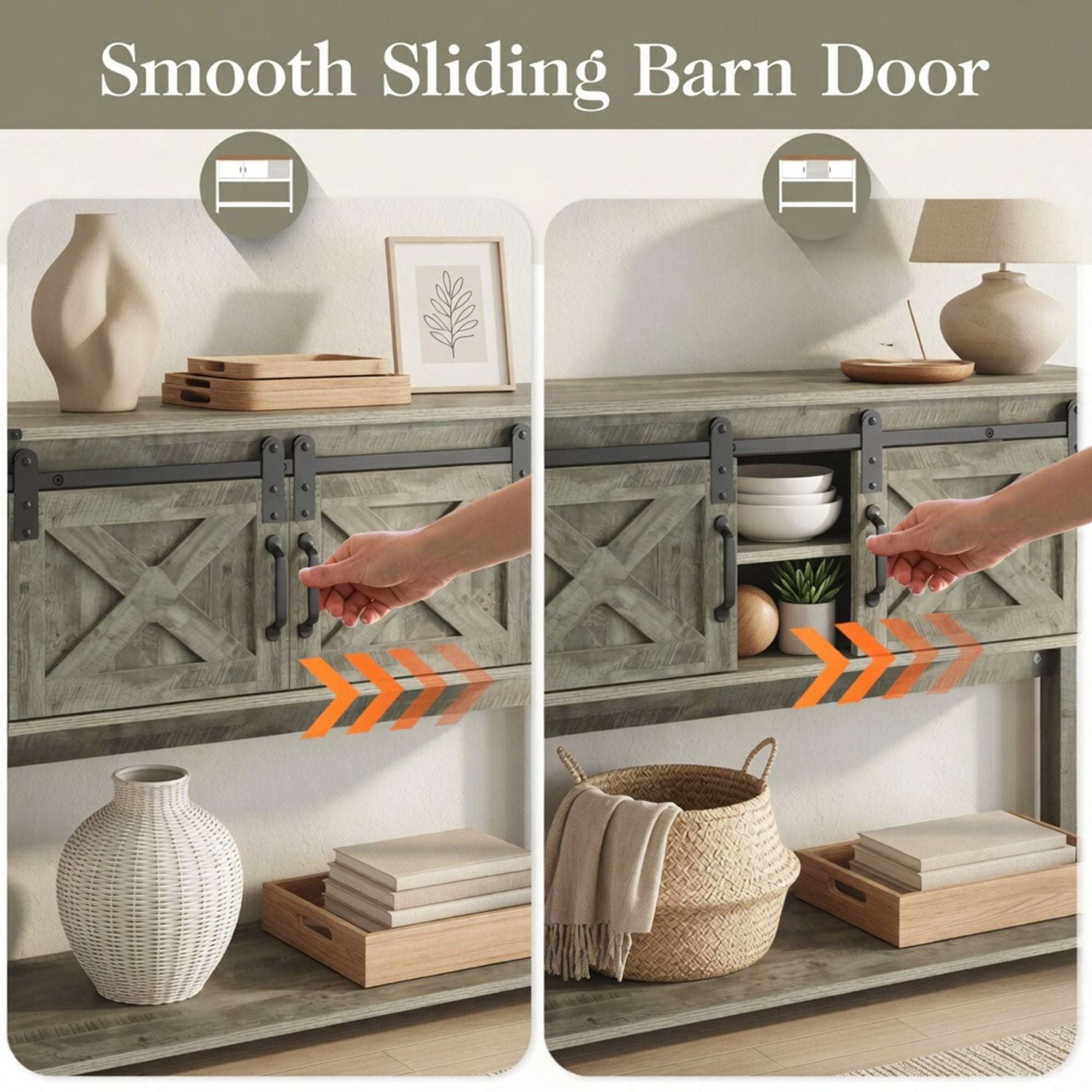 Farmhouse Entryway Table With Sliding Barn Door