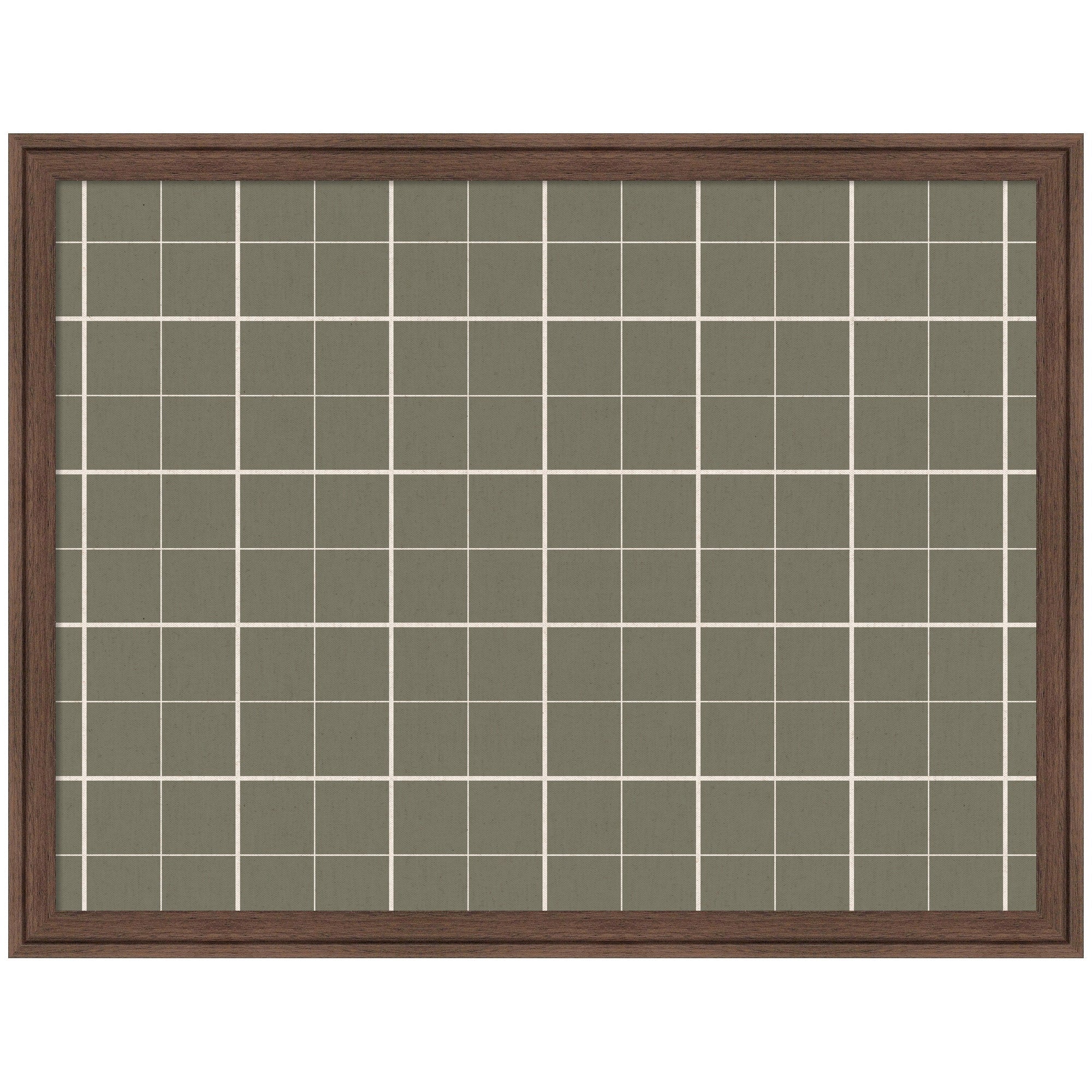 Framed Fabric Pinboard Sage Green Plaid Wall Organization