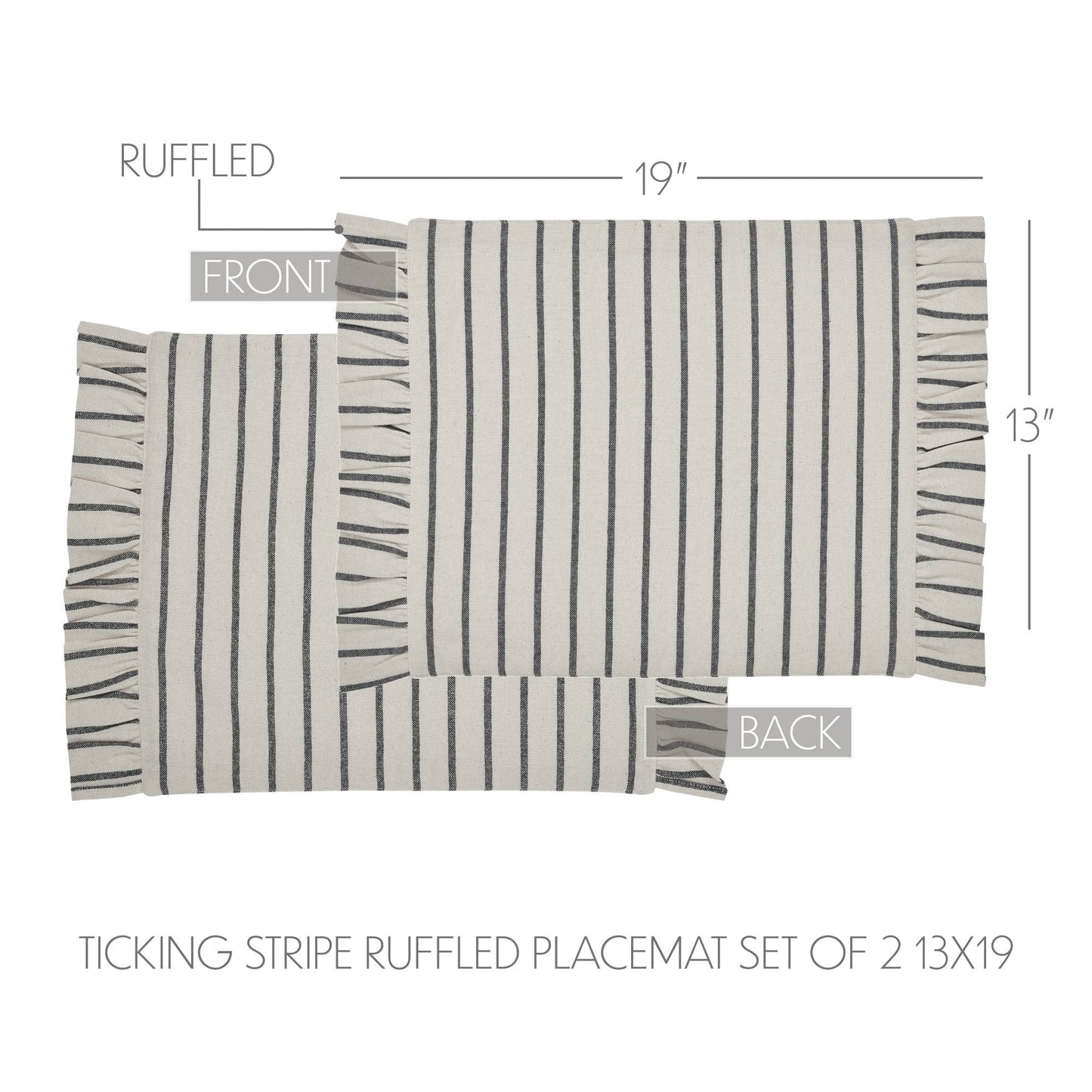 Kaila Ticking Stripe Ruffled Placemat Set of 2