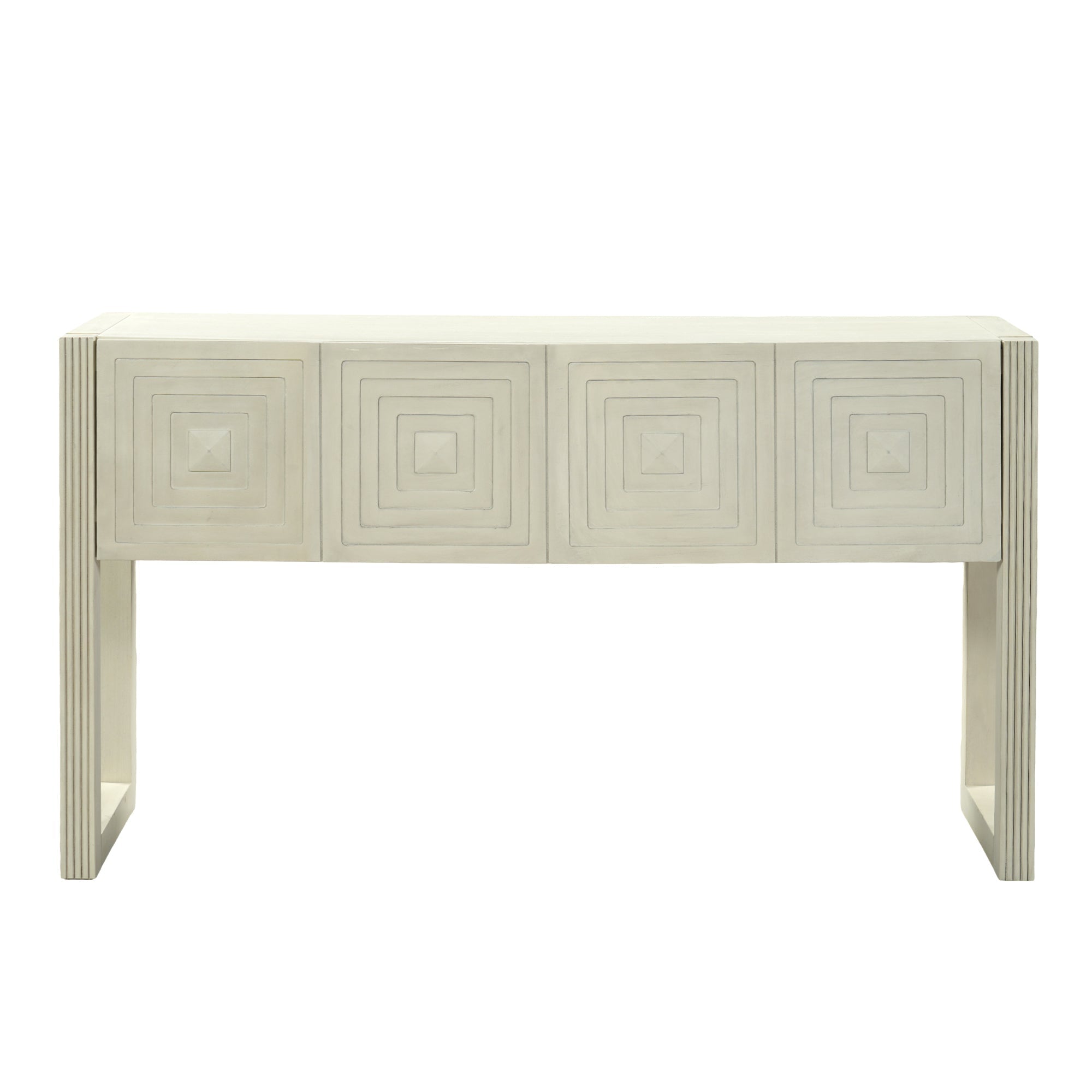 Geometric Carved Console Table with 3 Soft-Close Drawers