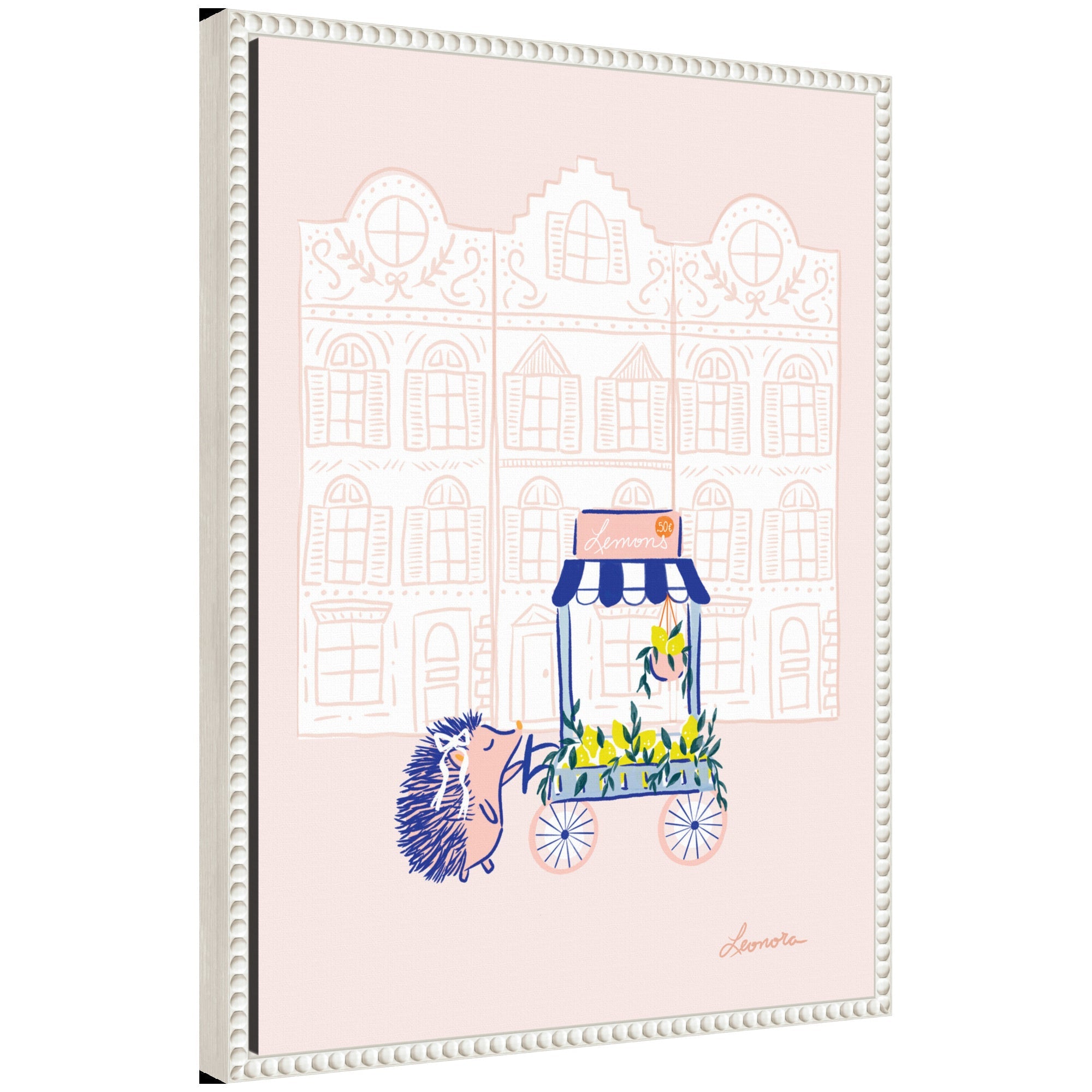 Sylvie Beaded Lemon Stroll Framed Canvas by Yellow Heart Art