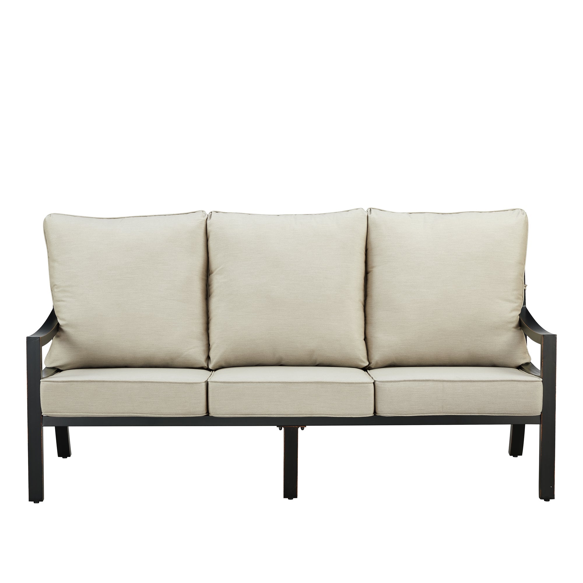 Black Aluminum Deep Seating Sofa with Cushions