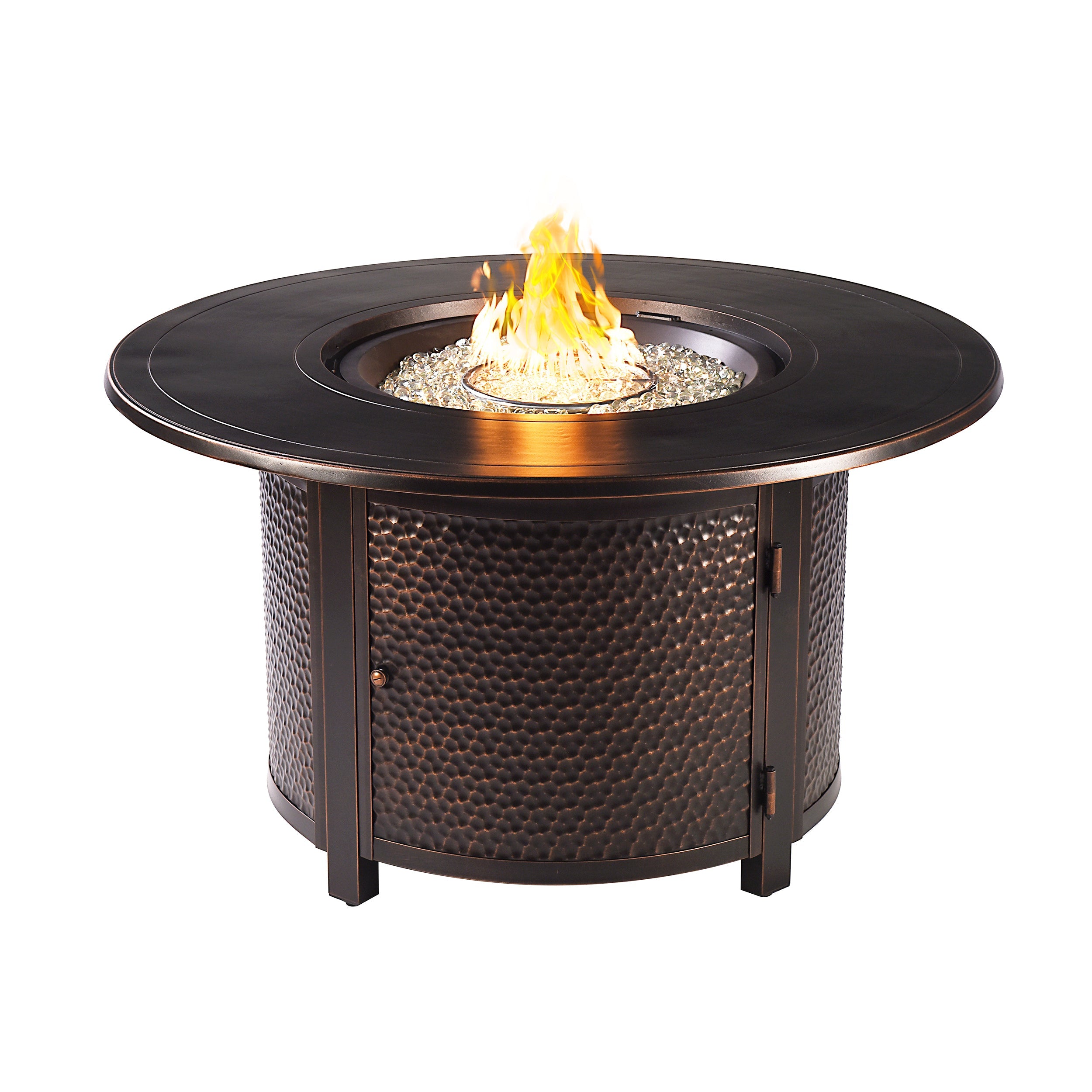 Black Aluminum Fire Table Set with Two Loveseats and Two Club Chairs