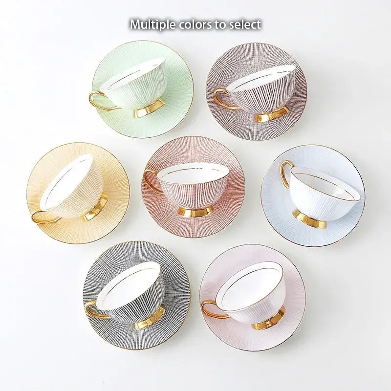 Elegant gold porcelain tea set dining room rack with bird figurine