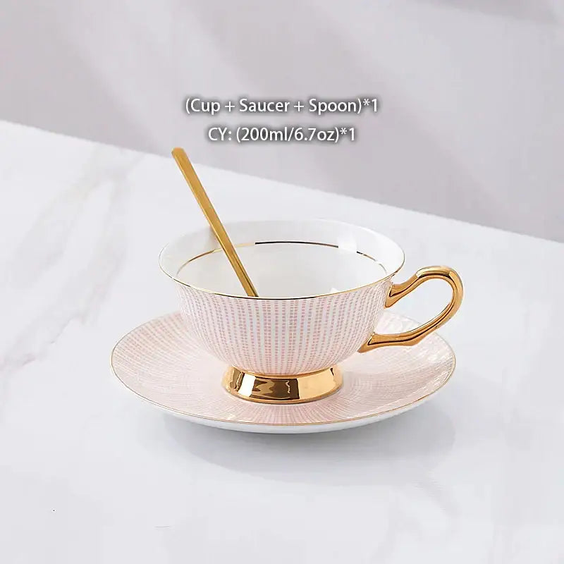Elegant gold porcelain tea set dining room rack with bird figurine