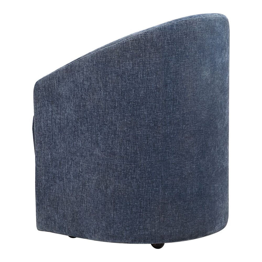 Elliot Barrel Back Blue Velvet Dining Chair with Casters