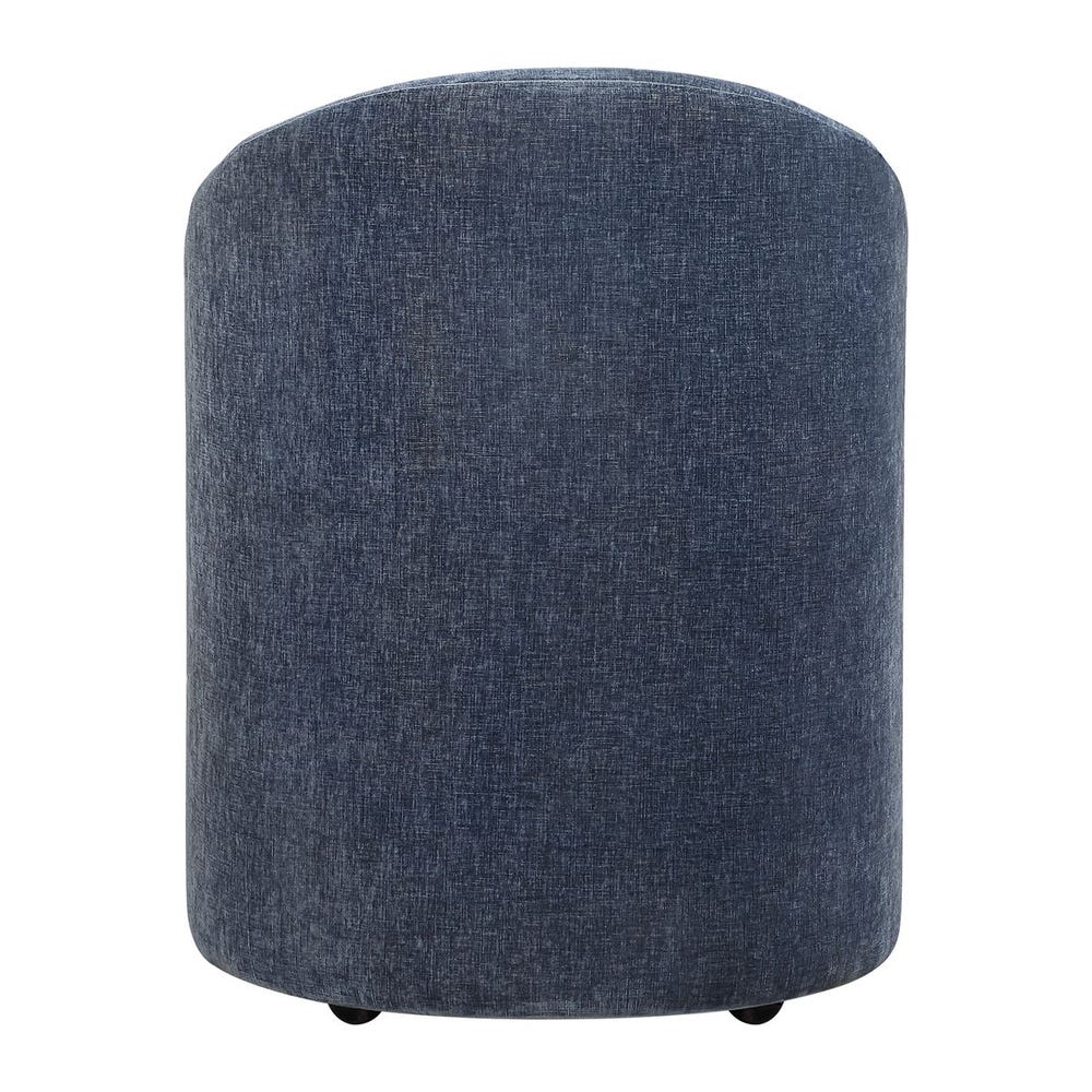 Elliot Barrel Back Blue Velvet Dining Chair with Casters