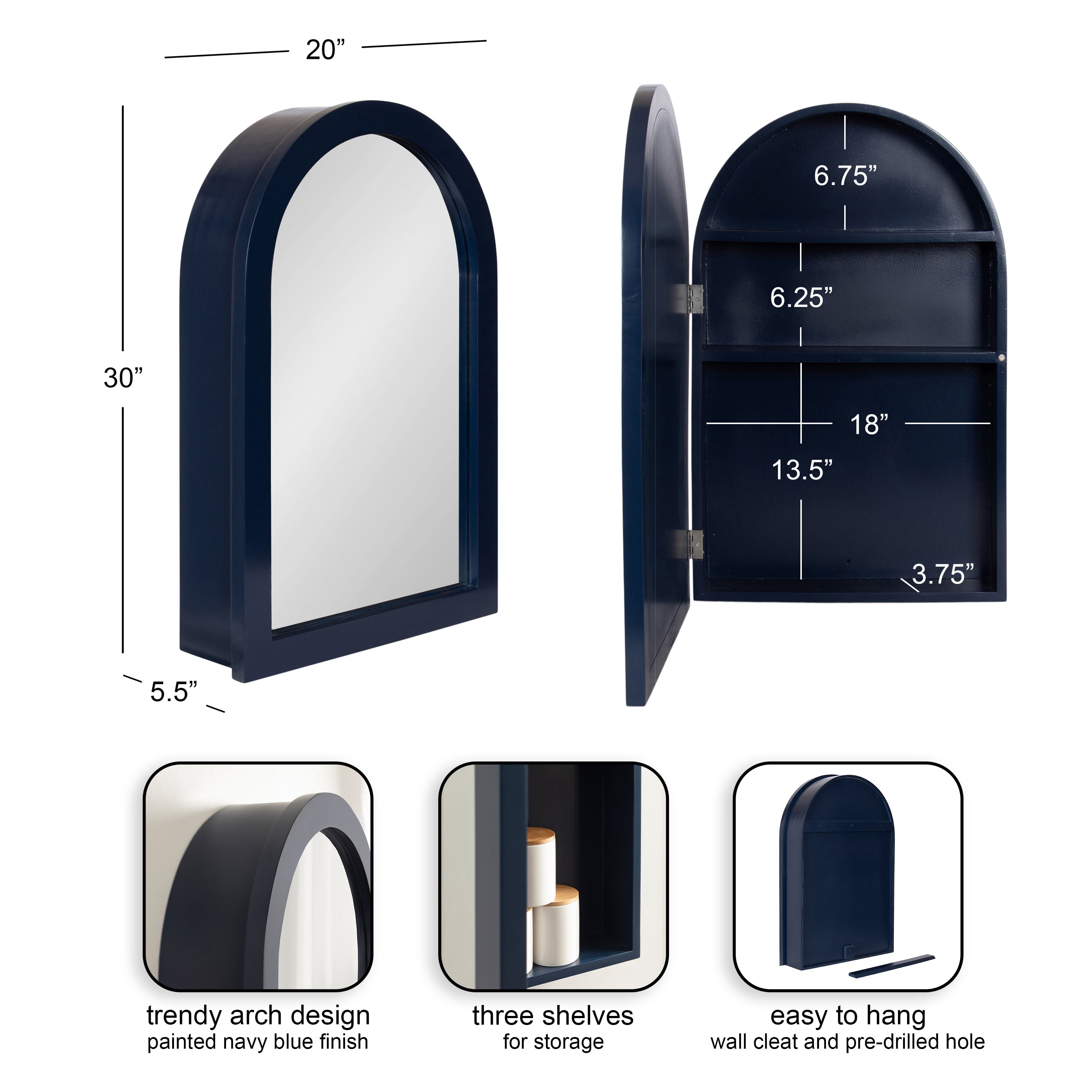 Arcott Arch Mirror Vanity Cabinet