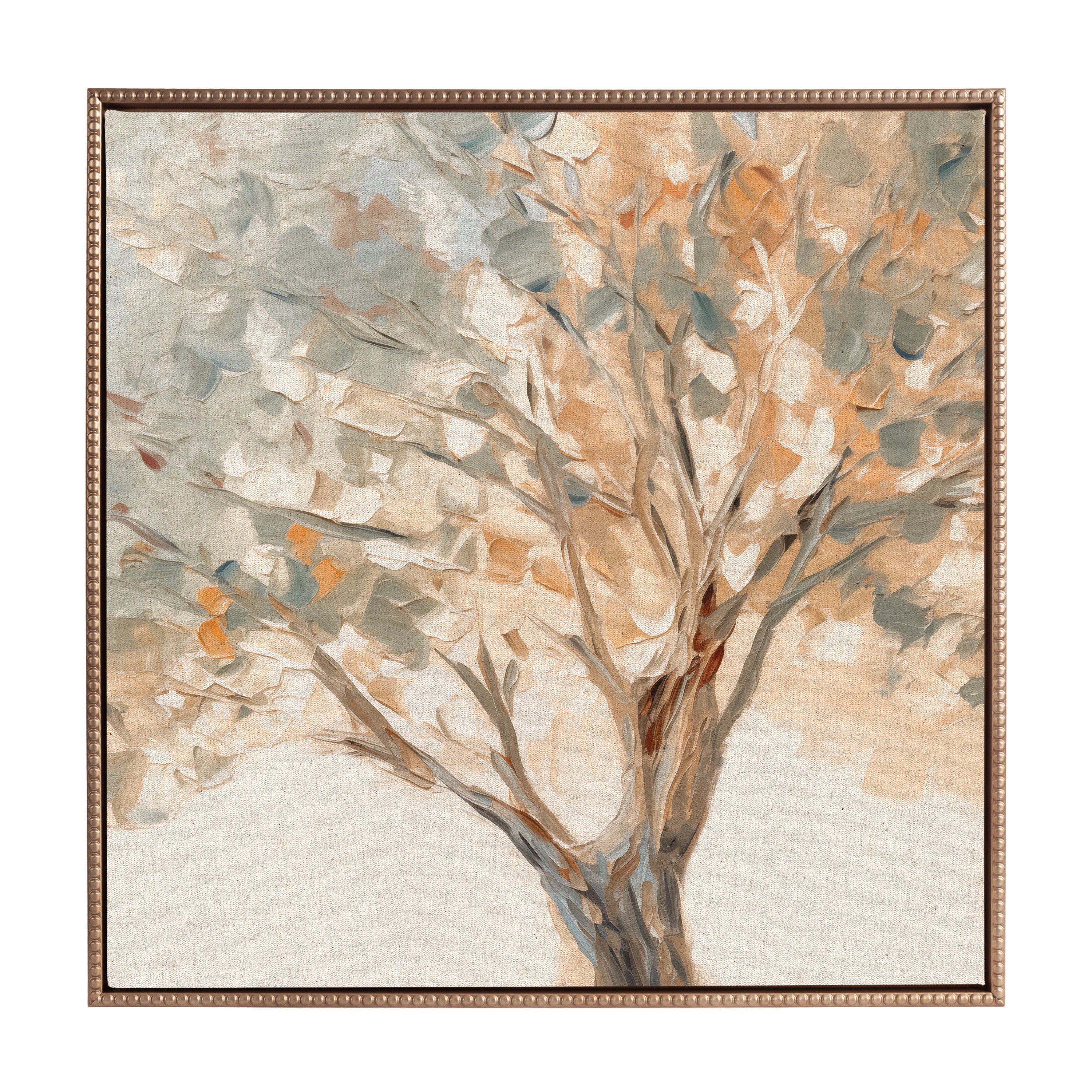 Sylvie Beaded Mediterranean Tree Framed Canvas by The Creative Bunch Studio