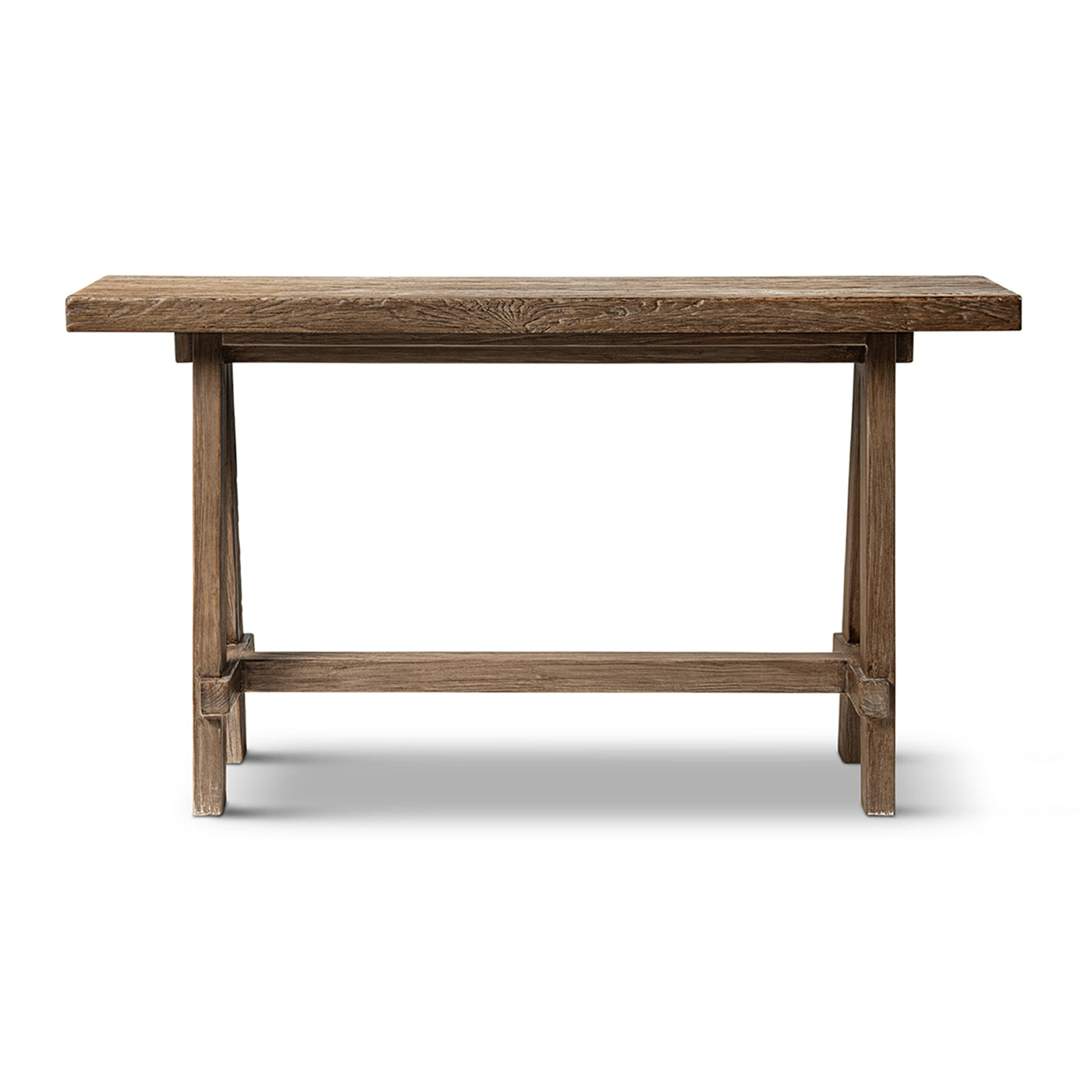 Hawthorne 60'' Solid Reclaimed Elm Trestle Console Table, Heritage Medium-Dark Brown