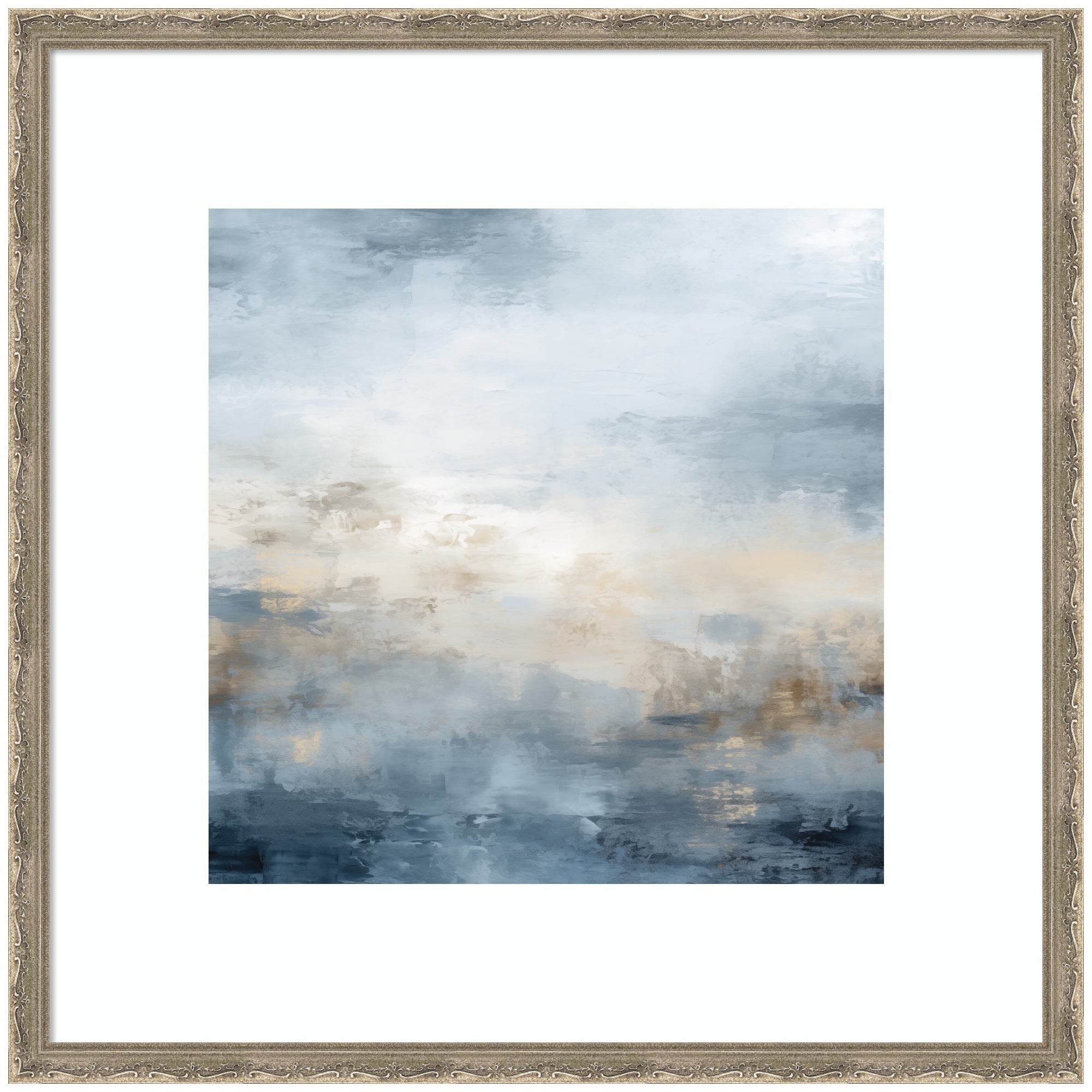 Tonal Abstract Oceanic Nautical Serenity Blue by The Creative Bunch Studio Framed Wall Art Print