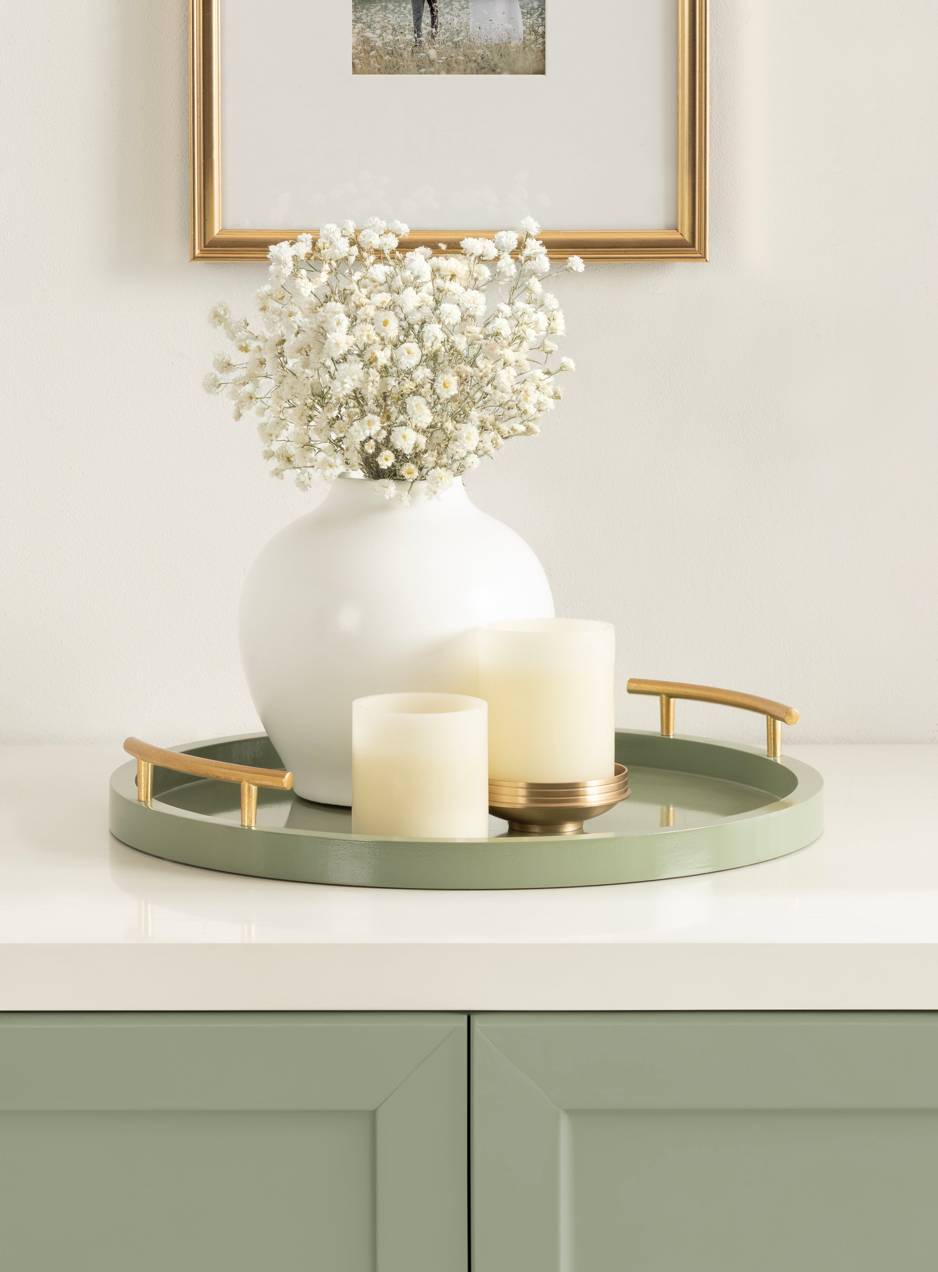Halsey Wood Round Decorative Tray