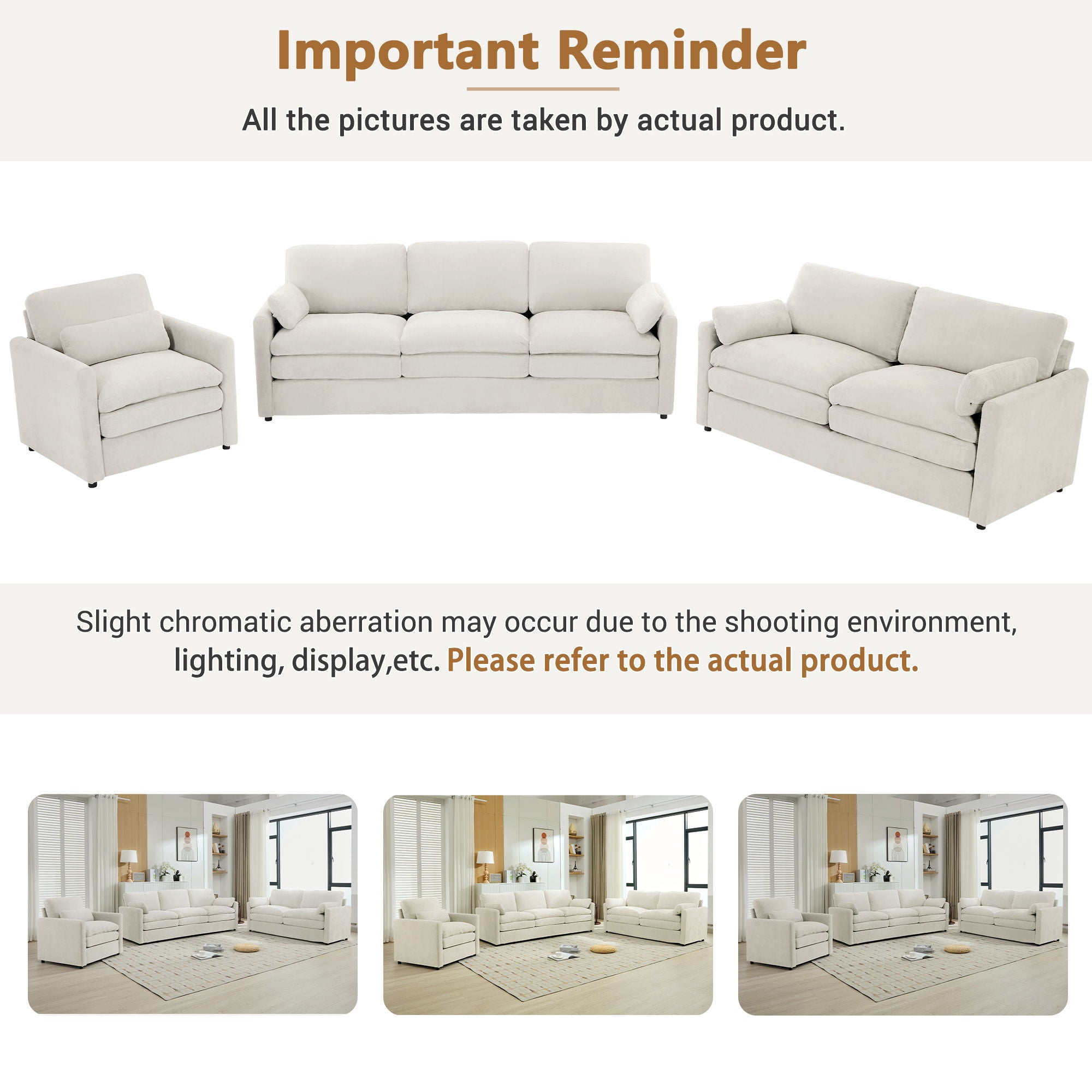 Cozy Upholstered Sofa Set For Living Room