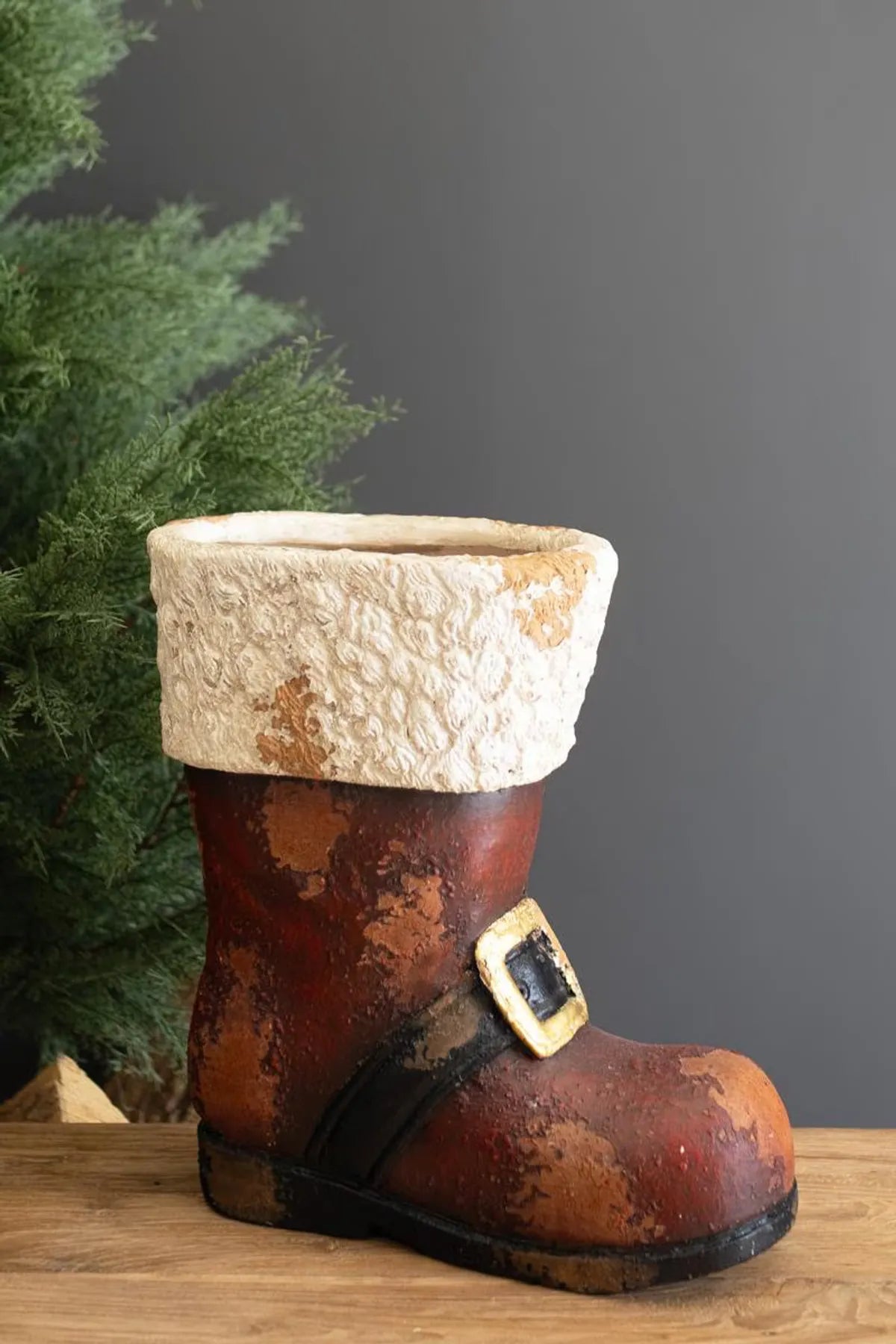Nicholas Vintage Santa Boot Christmas Sculpture
