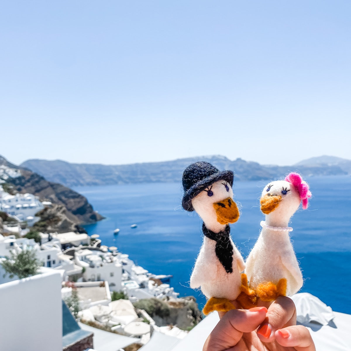 Felt Finger Puppets Set of 2 - Duck Couple on Honeymoon