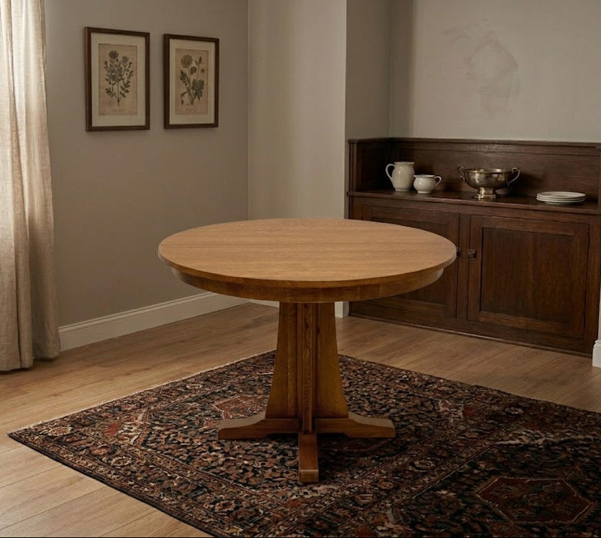 Mission Quarter Sawn Oak Round Dining Table, Kitchen Table - 40"