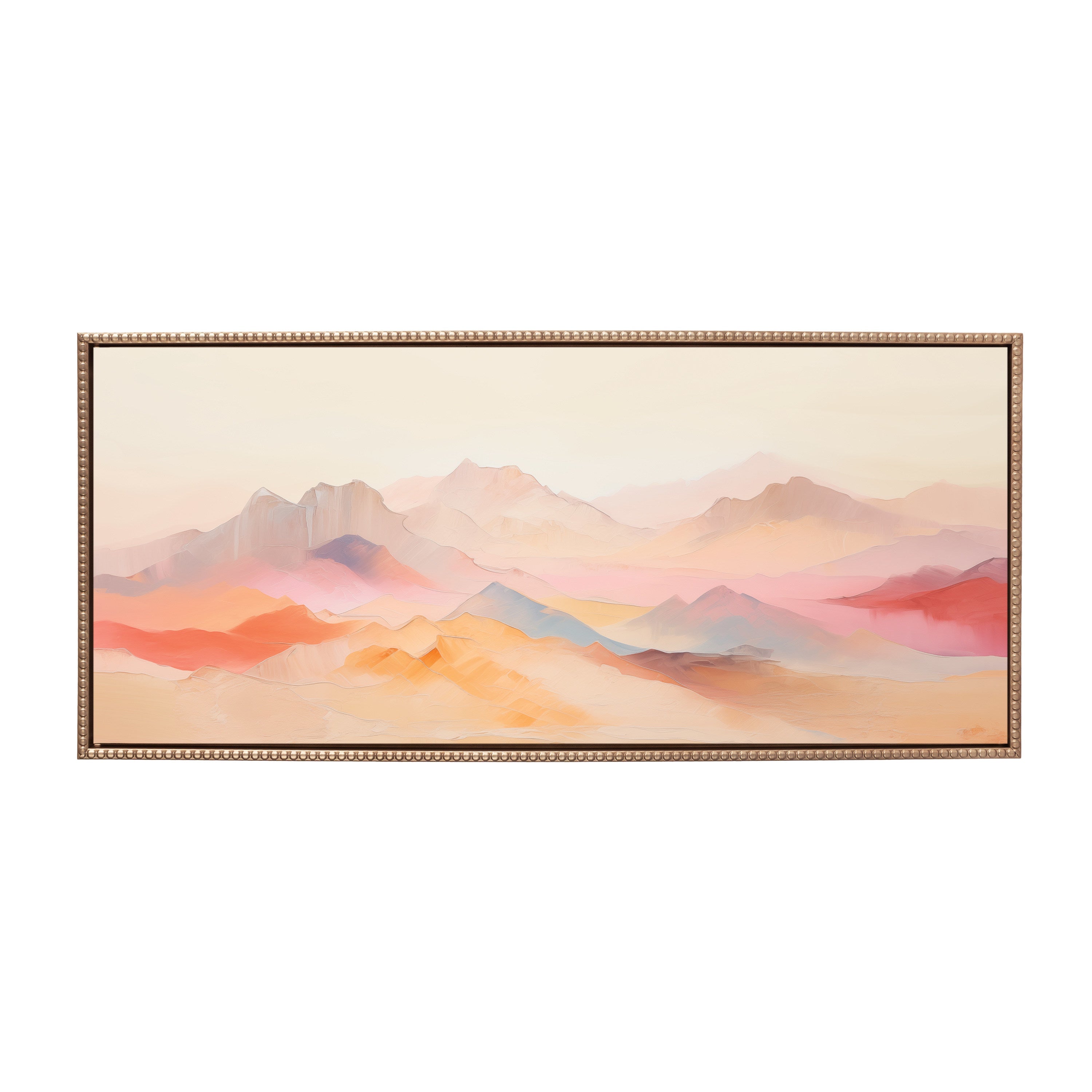 Sylvie Beaded Soft Pastel Mountain Abstract Framed Canvas by The Creative Bunch Studio