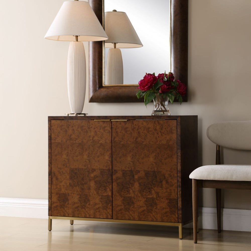 Geometric Burl Two Door Cabinet