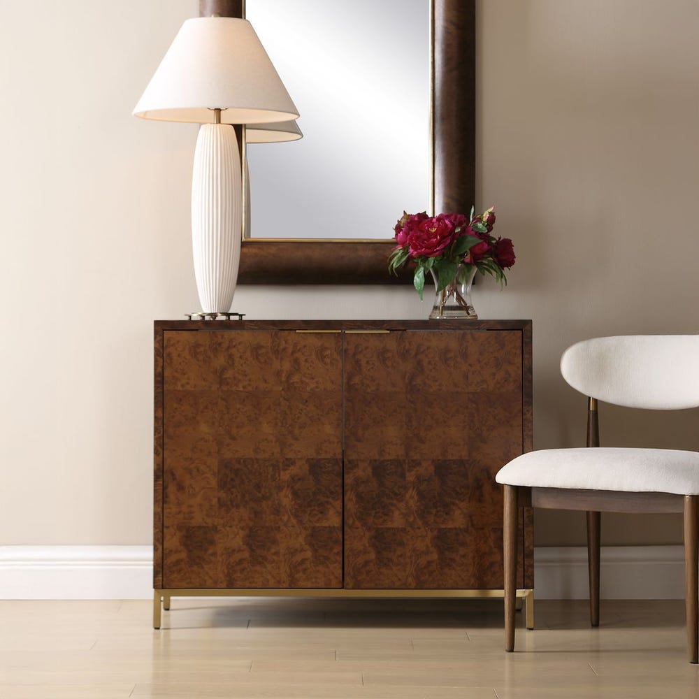 Geometric Burl Two Door Cabinet