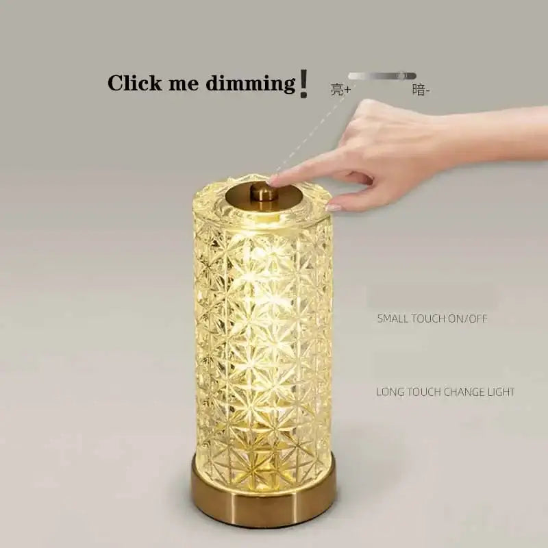 Geometric glass crystal table lamp living room dimmable led light