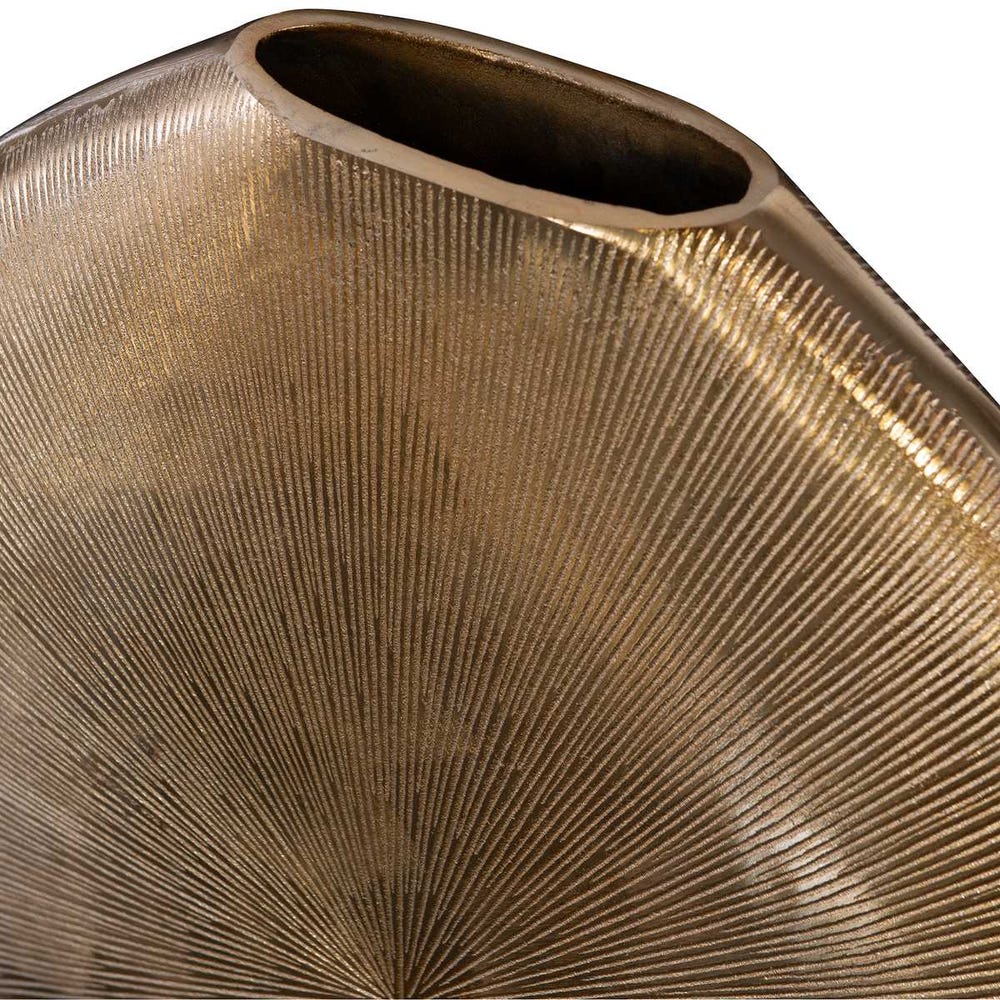 Ribbed Gold Aluminum Accent Vase