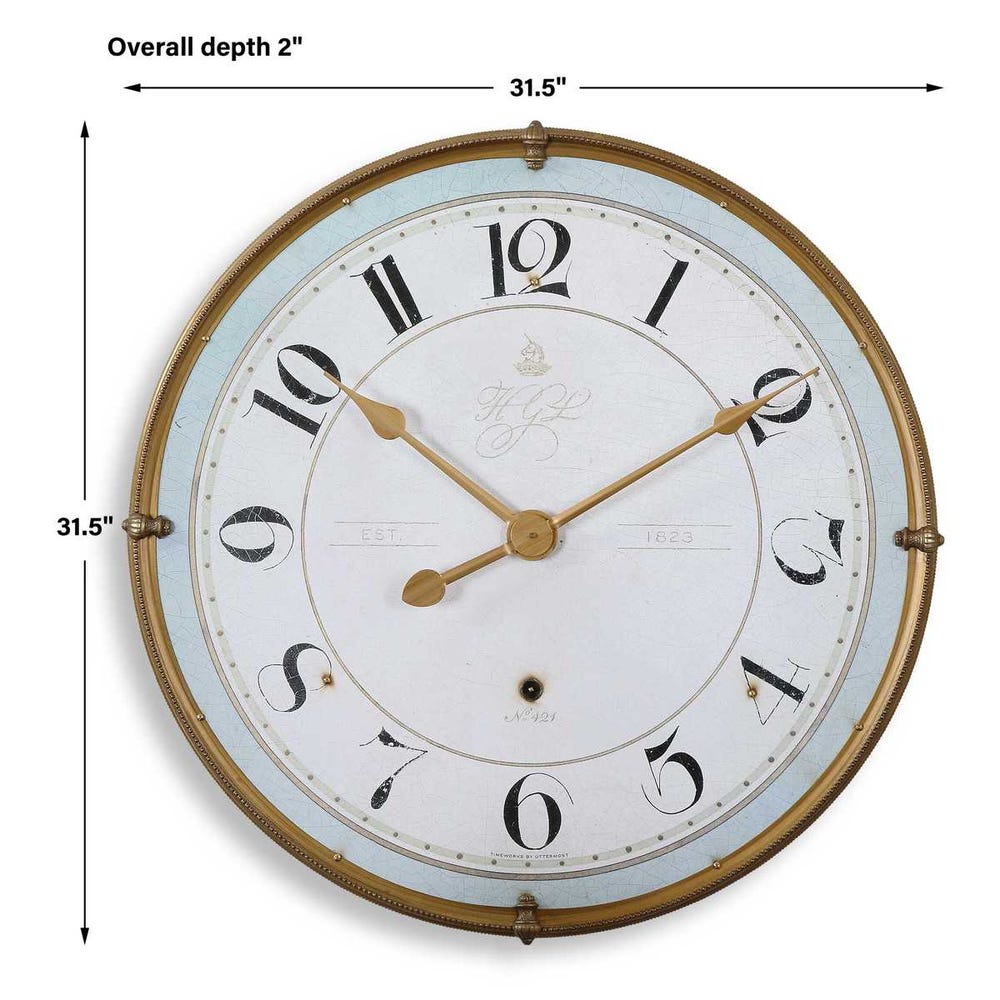 Gold and Ivory Round Wall Clock