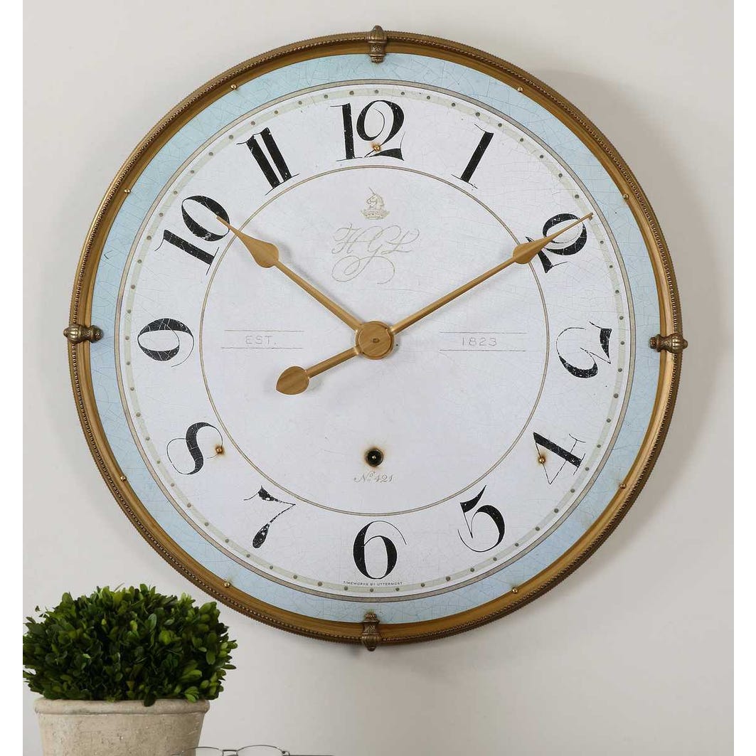 Gold and Ivory Round Wall Clock