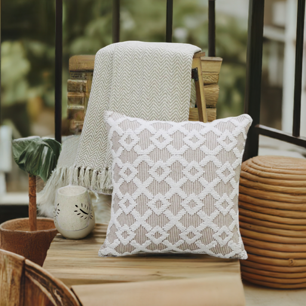 Decorative Beige Accent Throw Pillow 20"x20"