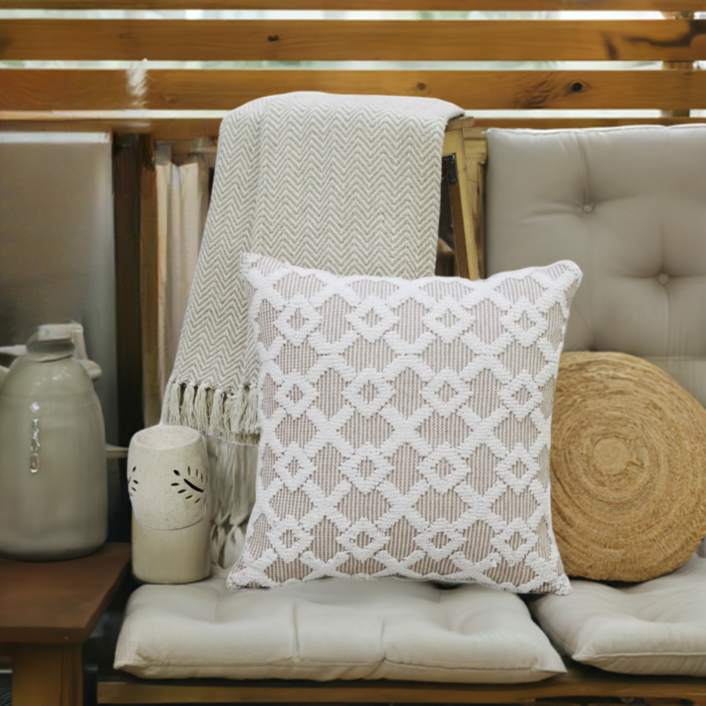 Decorative Beige Accent Throw Pillow 20"x20"