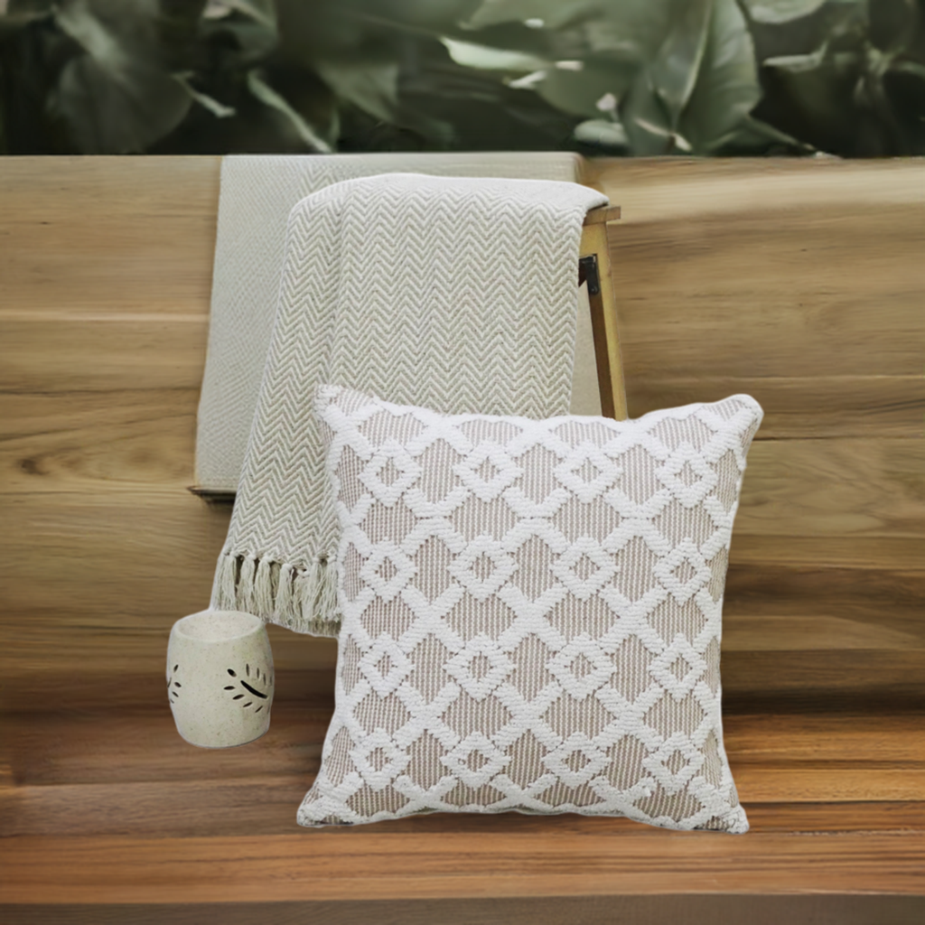 Decorative Beige Accent Throw Pillow 20"x20"