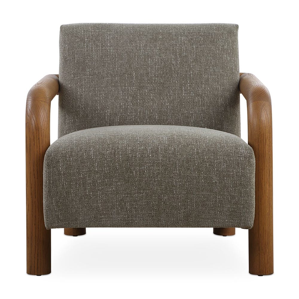 Herb Green Chenille Oak Accent Chair
