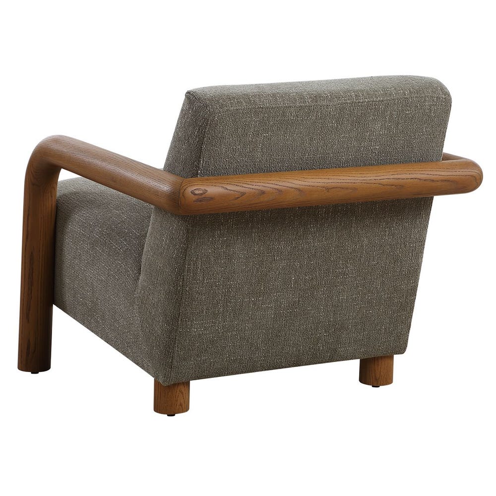 Herb Green Chenille Oak Accent Chair